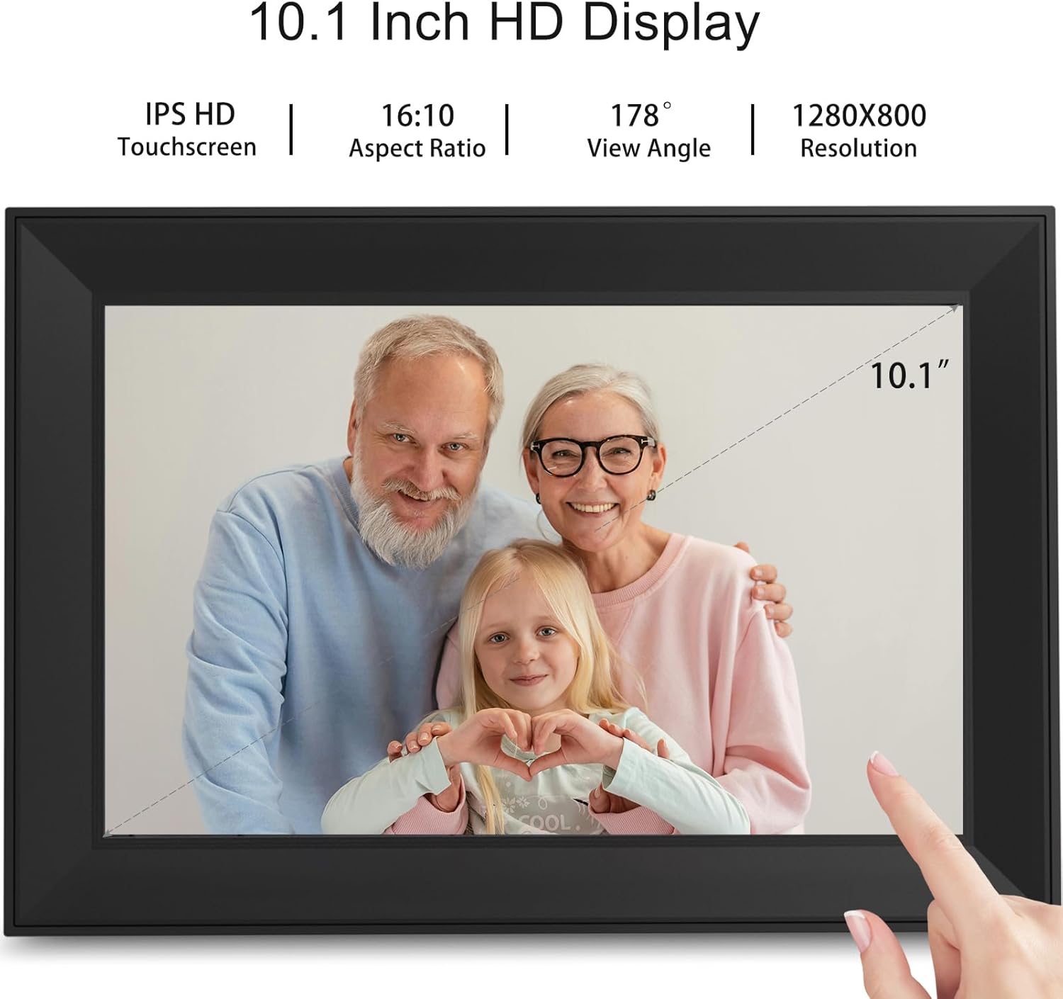 Digital Picture Frame,10.1Inch WiFi Digital Photo Frame Electronic Picture Frame with 1280x800 IPS Touch Screen,Auto-Rotate,Easy to use Load from Phone Share Pohto/Video is Best Gifts for Anyone