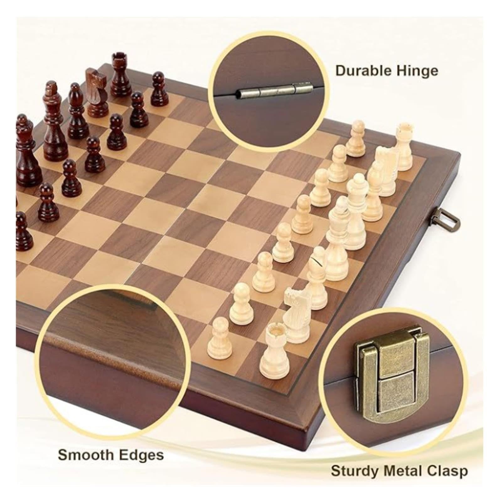 Juego de ajedrez Internacional de Madera Plano Plegable