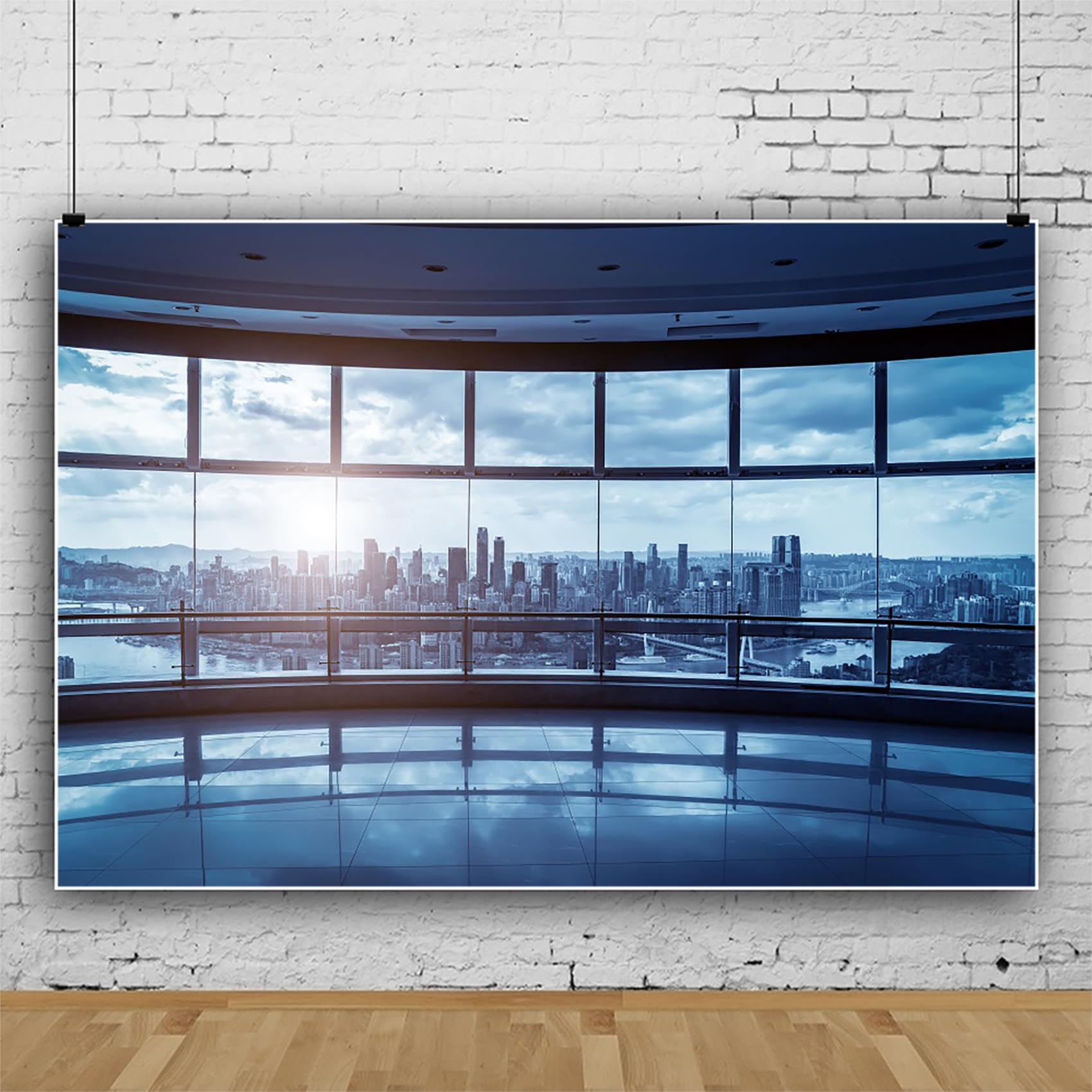 MIRRORANG 3x2m Zoom Meeting Office Backdrop Video Conference City Skyline View Window City Building Photography Background Inside Home Office Meeting Living Room Photo Props - Image 2