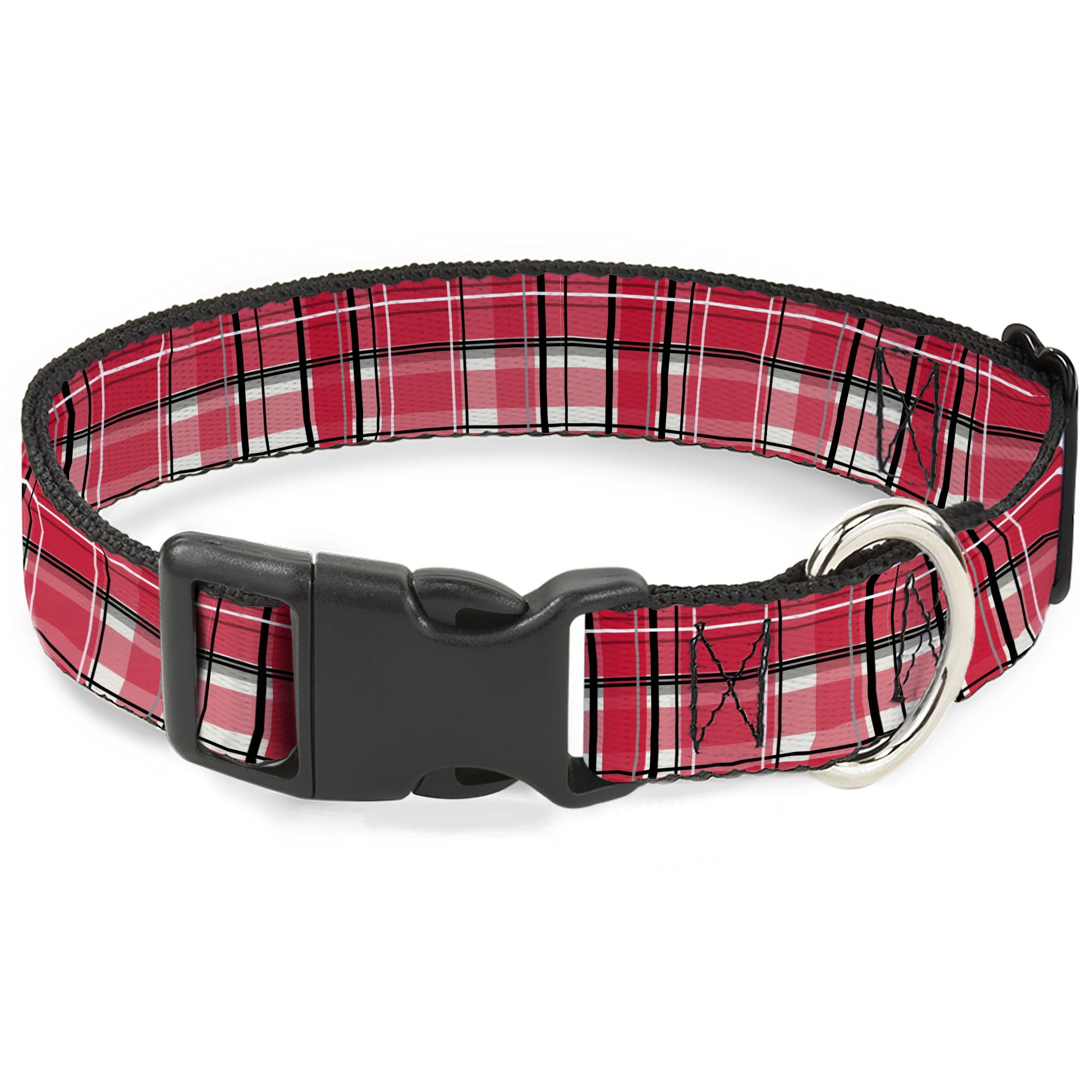 Collier pour chien large 3.8 cm motif écossais rouge et noir