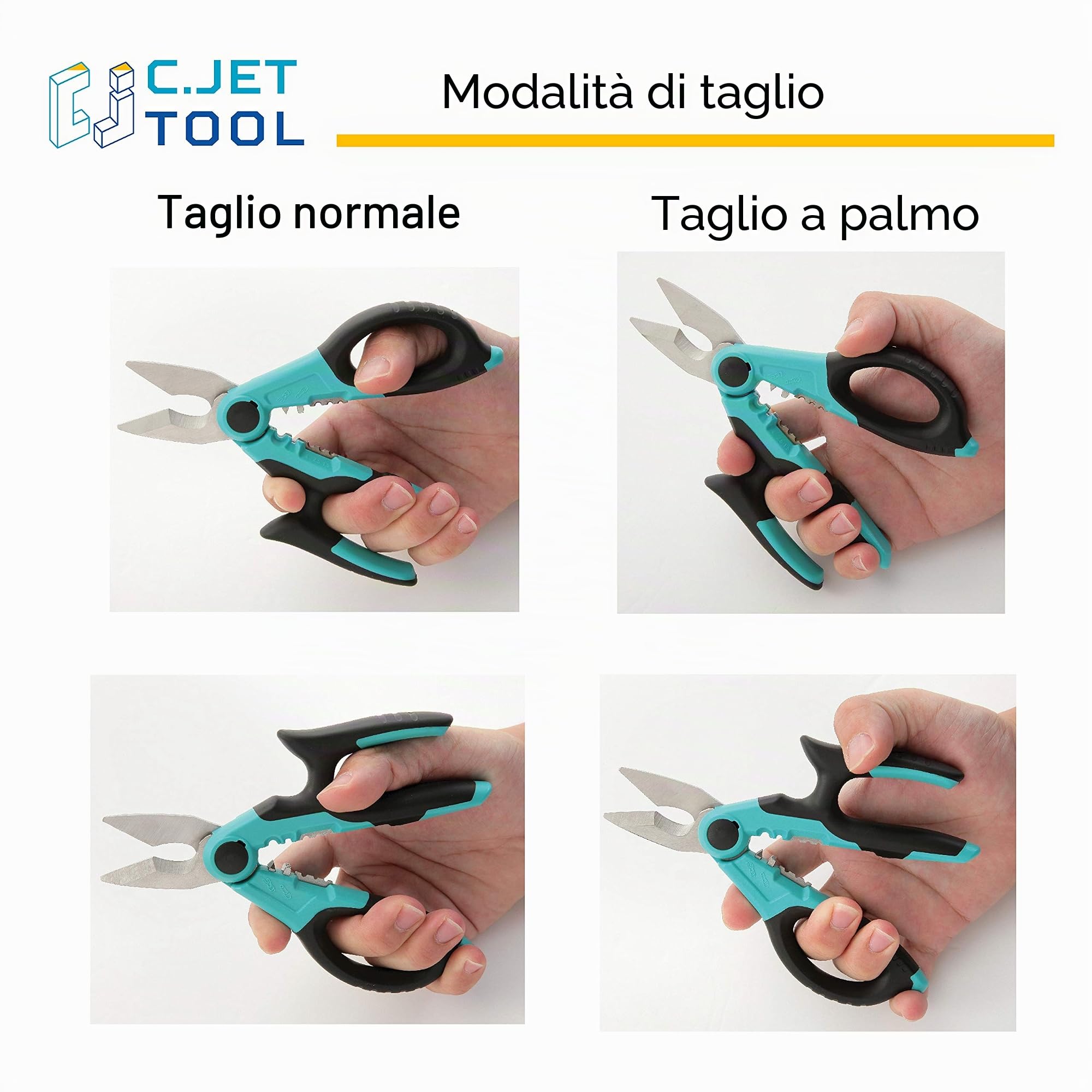 C.JET TOOL Forbici da elettricista, 170 mm, in acciaio inox, design multi-presa, cavo morbido in alluminio e rame