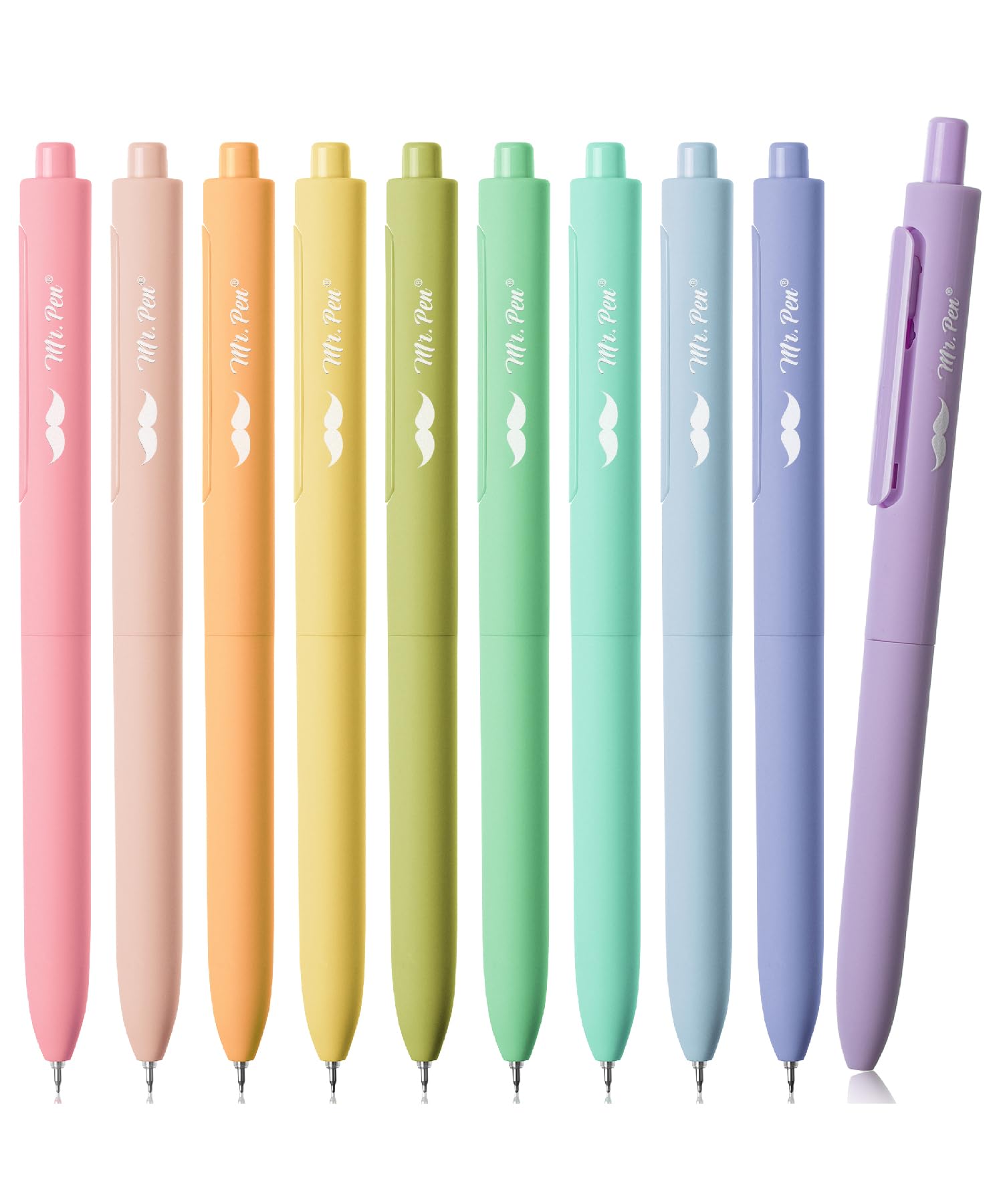 Retractable Gel Pens, 10 Pack, Colorful Ink Gel Pens, Pastel Barrels, Gel Pen Fine Point 0.5mm