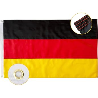Qanmua Germany Flag 60 x 90 cm 210D Nylon 160 g/m  Durable National Flag Federal and Germany Flag with Brass Eyelets Robust German Flag with Stitched Stripes for Outdoor Use Euro 2025