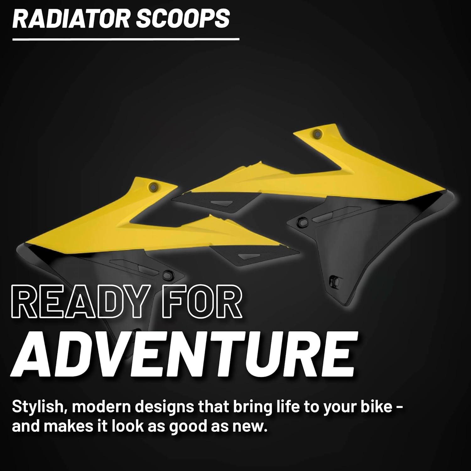 Polisport Radiator Scoops – Yellow/Black Panels for Suzuki RMZ 450 (2018-2025) Suzuki RMZ 250 (2019-2025)– OEM Fit, Glossy Finish, Lightweight & Impact-Resistant, Easy Installation