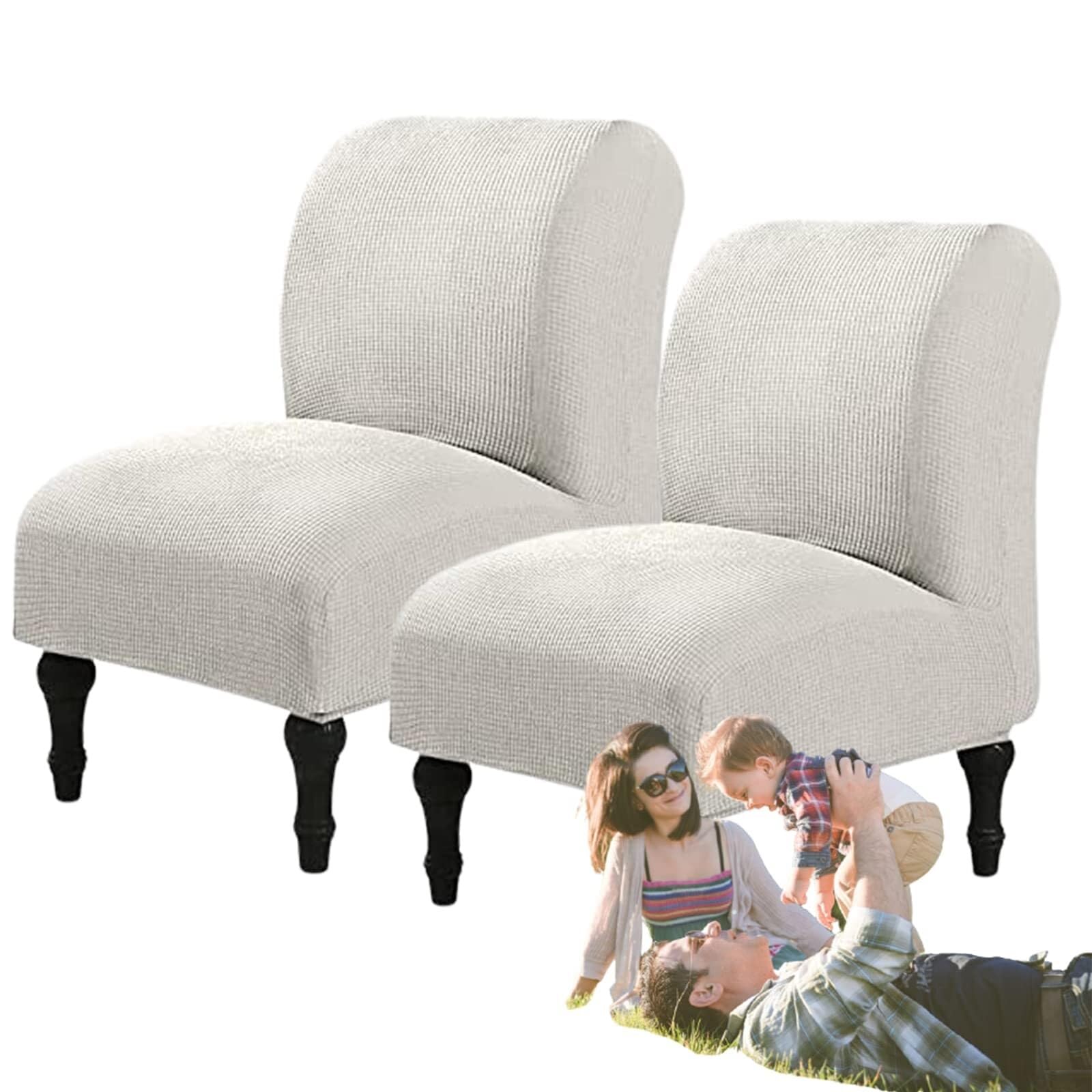 NMVAWIPT Armless Accent Chair Covers, Polyester+Spandex Stretch Slipcover, Removable Furniture Protector, For Home Hotel(56#,2pcs)