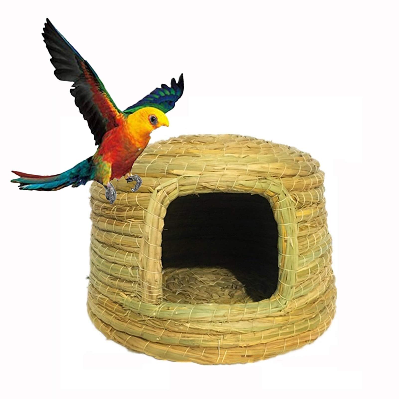 Casa para pájaros Nido de pájaro de Paja Natural Pura, Lugar de cría y Descanso de pájaros cómodo y cálido, decoración de jardín al Aire Libre (tamaño: 9.1 x 6.3 in)