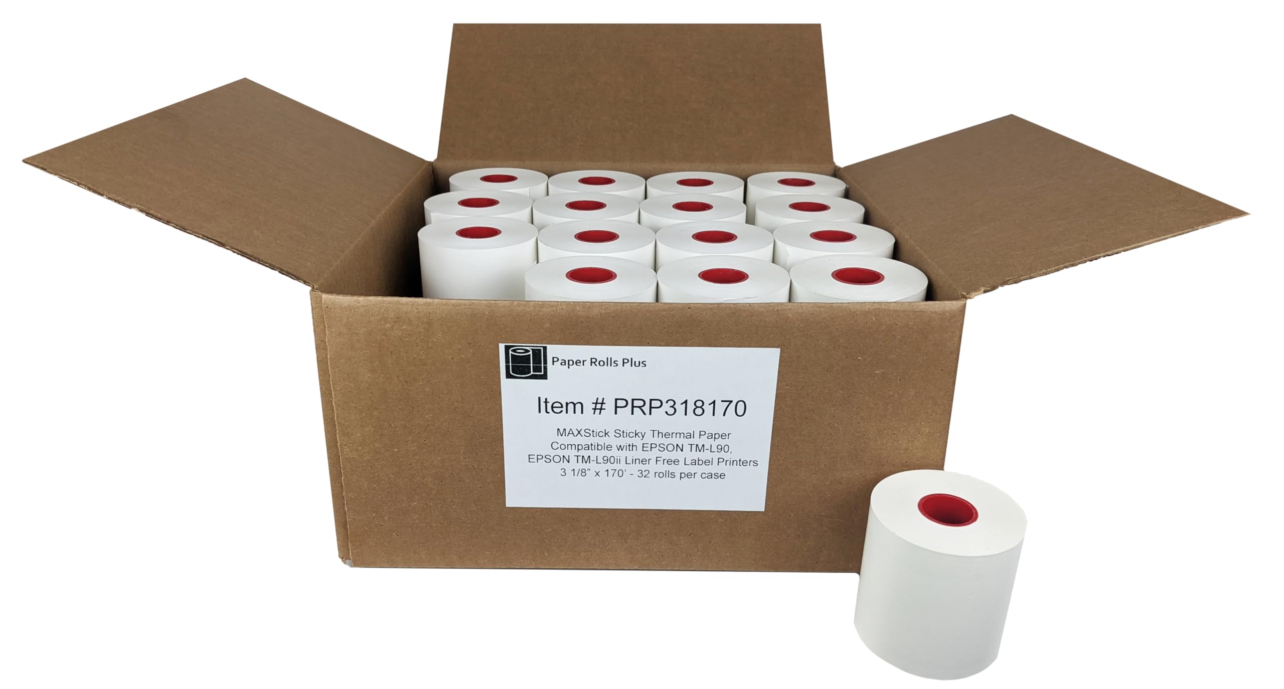 Sticky Thermal Paper - Compatible with Epson TM-L90, and Epson TM-L100 Liner Free Label Printers - Works with Toast and Square - Diamond Adhesive Pattern - 3 1/8