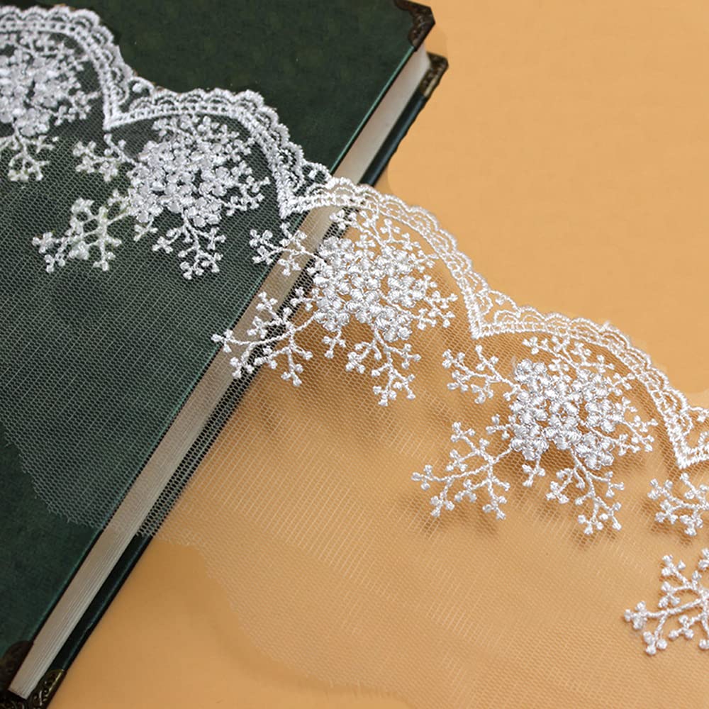 3 Yardas De Cinta Encaje Bordado Flores Vintage – Tul De 11 Cm Para DIY, Manualidades, Bodas Y Regalos