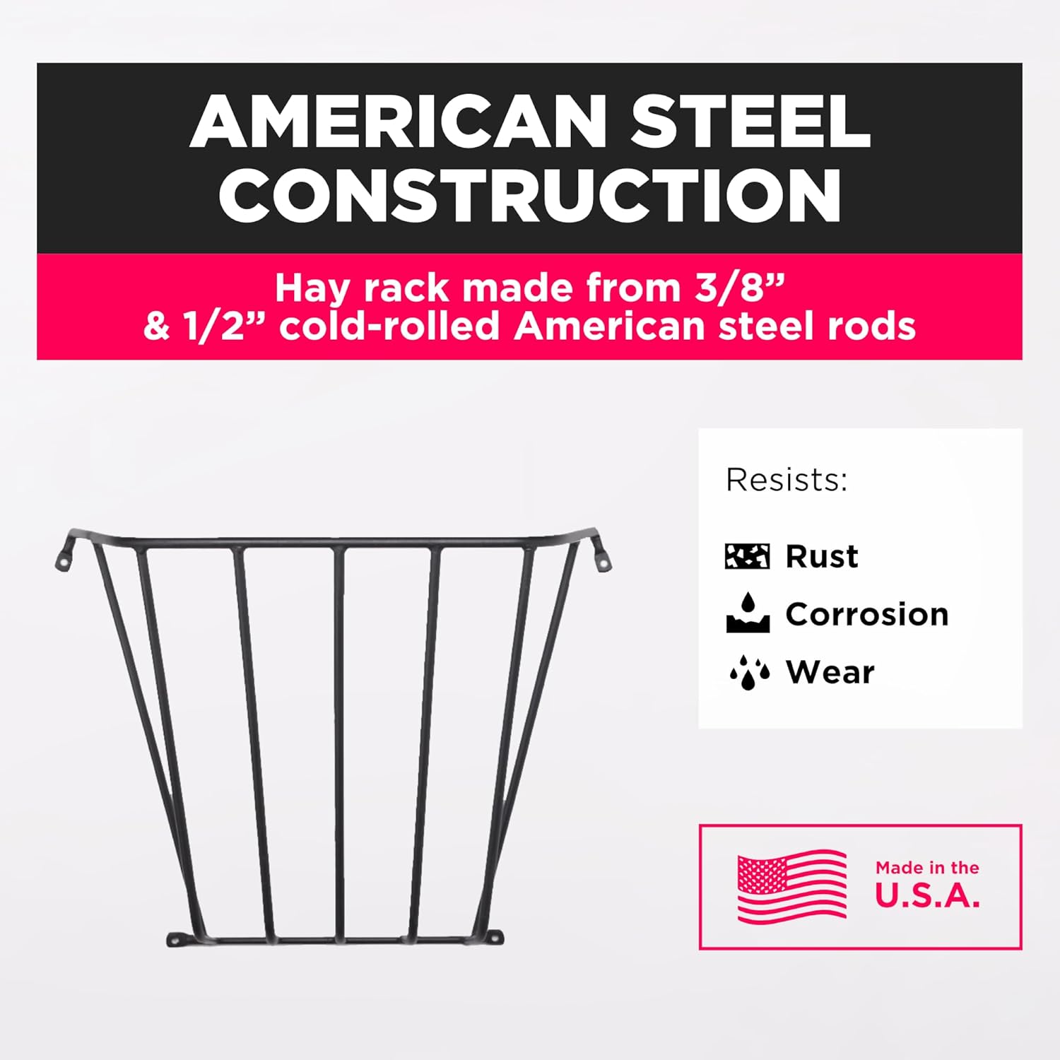 Scenic Road Wall Mount Hay Feeder for Horses, Goats, Sheep & Livestock – Heavy Duty Steel Hay Holder, Wall Mount Rack, Pig Hay Feeder, Easy to Install, 25" H x 27" W x 10" D (Model SLW844)