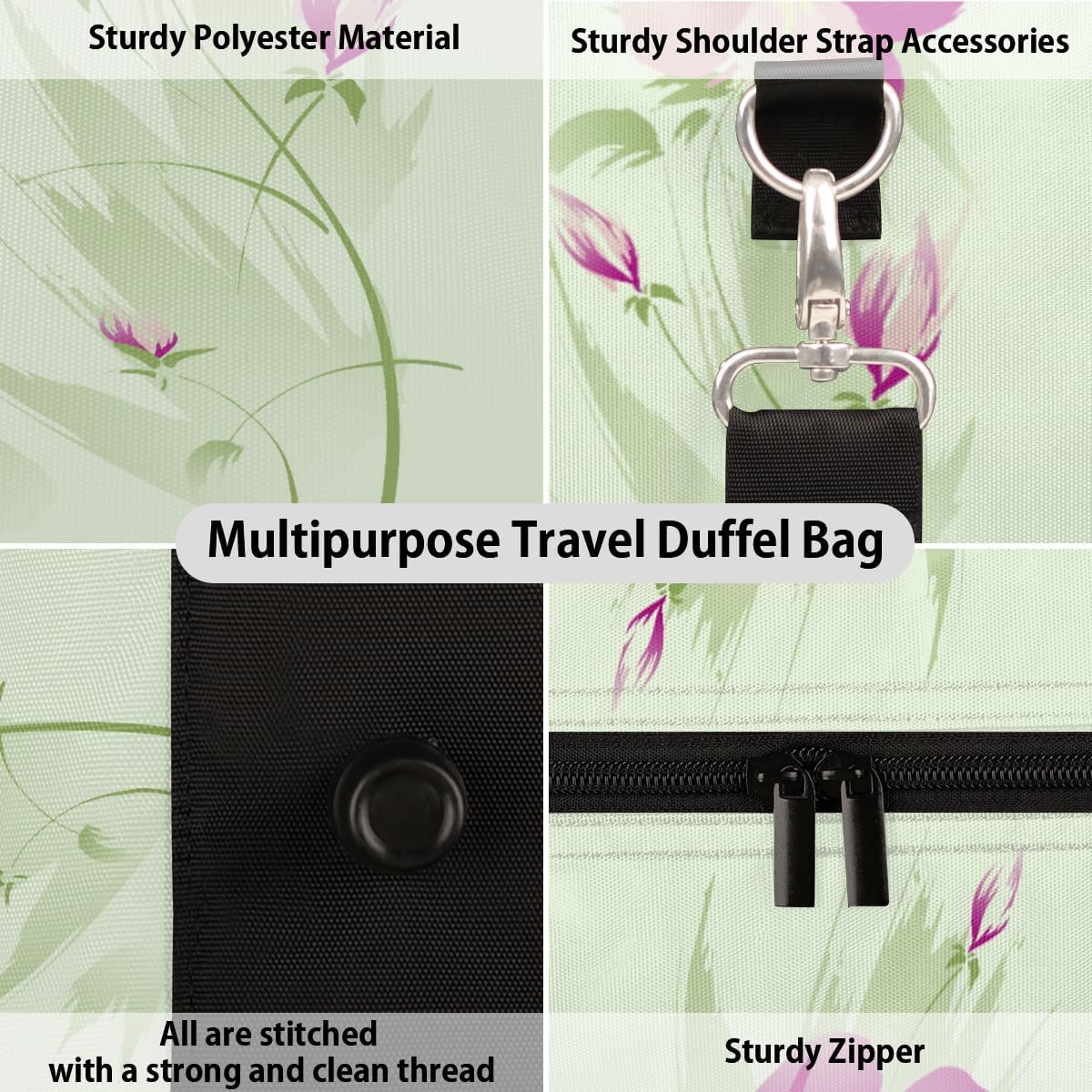 Morning Glory Flowers Travel Duffel Bag for Women Men Large Capacity Overnight Weekender Bags for Lightweight Waterproof Sport Gym Bag for Workout Yoga Swim