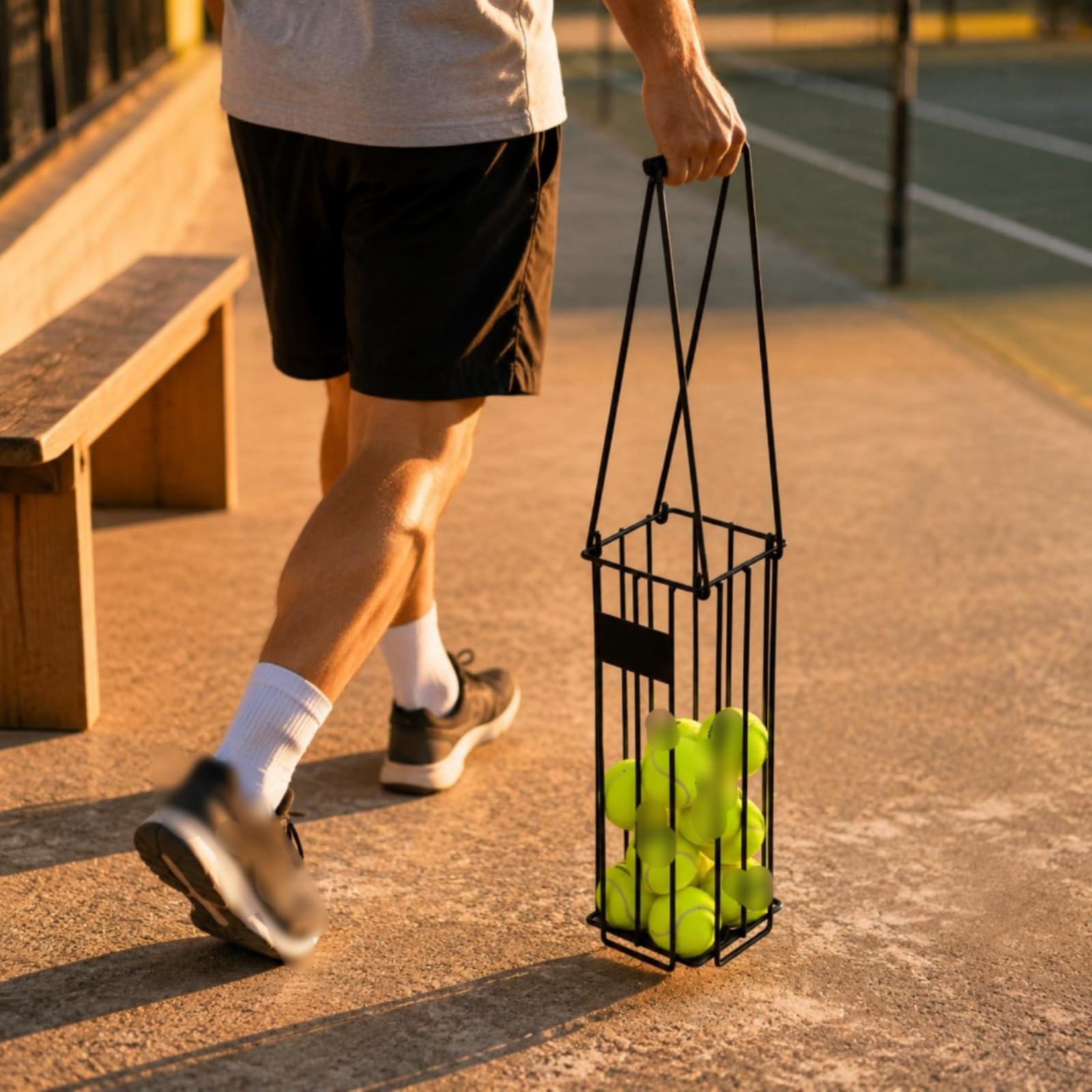 Perfeclan Recogedor de Pelotas de Tenis con Cuerpo de Jaula Abierta y Metal Resistente para Transporte Fácil y Recogida Rápida Adecuado para Juego Competitivo