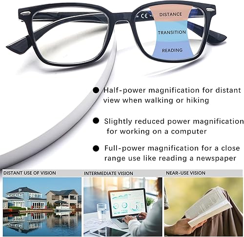 Miniatura 4 de CLASAGA Progressive - Lentes de lectura multienfoque para mujeres y hombres, con bloqueo de luz azul, lentes multifocales para lectura de computadora