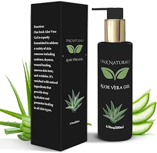 Aloe Vera Gel made with fresh 100% Pure Aloe - Sunburn Relief - Calms Irritated Skin - Hydrates - With Niacinamide - For Face, Body, and Hair - Vegan, No Fragrance - 200ml