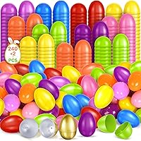 Vista 11 de SpringFlower Huevos de Pascua sin llenar de 3.5 pulgadas, 36 huevos coloridos más 1 huevo dorado, huevos de plástico vacíos rellenables con dulces