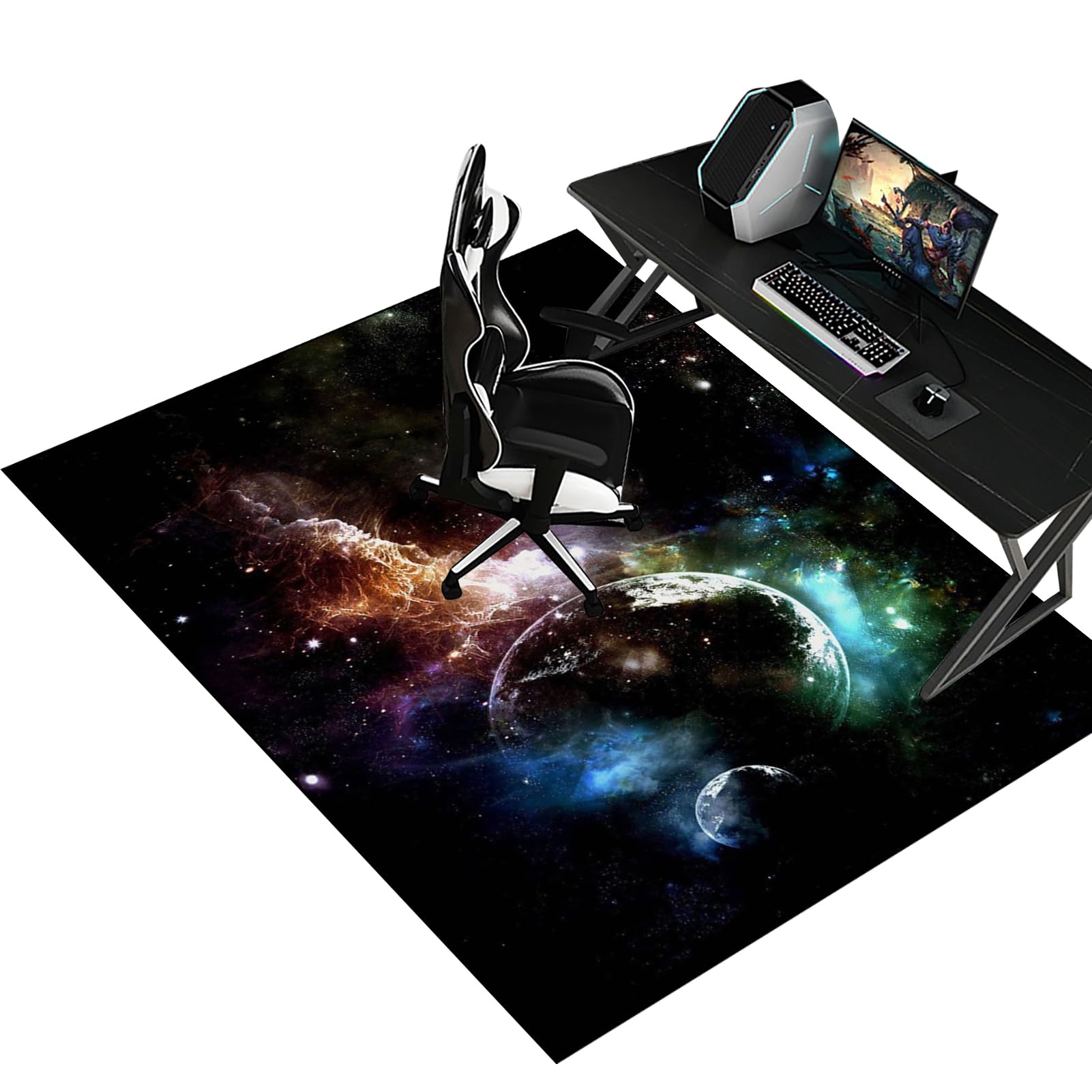Fzamudng W1-3 Heavy Duty Office Chair Mat For Low Pile Carpet Floors 90 X 160 Cm, Non Slip - Gaming Chair Mat, Hardwood Floor Protector Mat, Carpet Protector Chair Mat For Home And Office