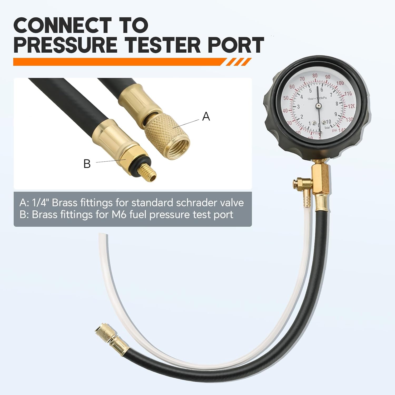 ‎weyleity 0-140PSI Fuel Pressure Gauge Kit & 8PCS Compression Tester Kit