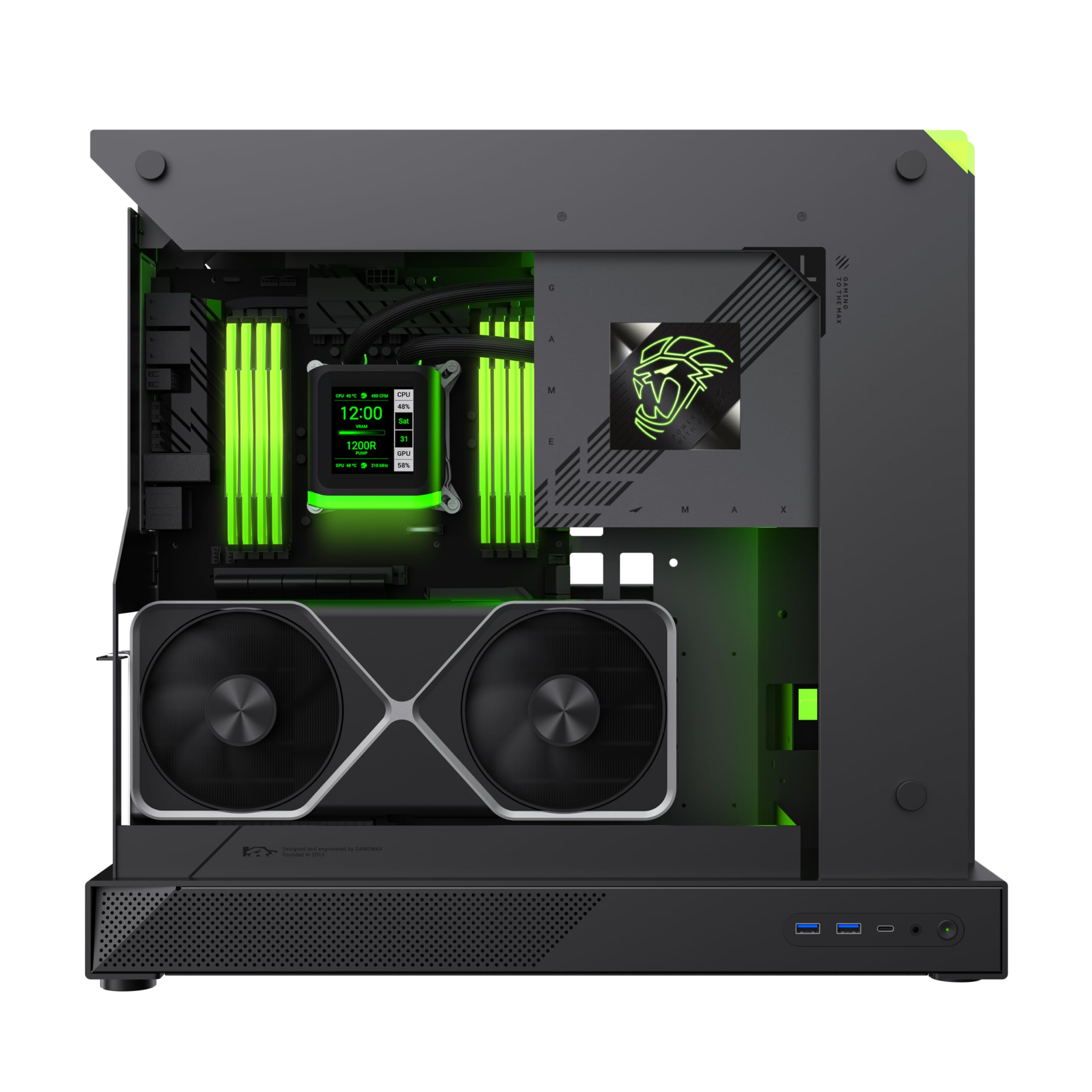 GAMEMAX BLADE CONCEPT Case PC, ATX Gaming, Illuminazione RGB a Forma di Artiglio con 277 LED, Compatibile con GPU Serie NV50 con Riser PCIe 4.0, Montaggio Verticale GPU, Edizione MOD Limitata