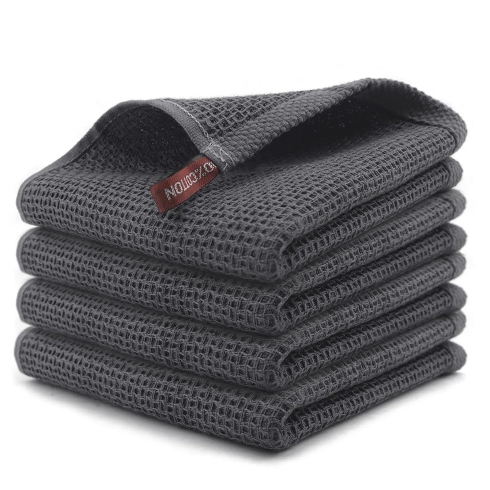 Paño de Limpieza Paño de Cocina de algodón Suave y Absorbente, paño de Limpieza del hogar, Utensilios de Cocina, paño de Lavado, 4/6 Uds.(Gray,6Pcs)