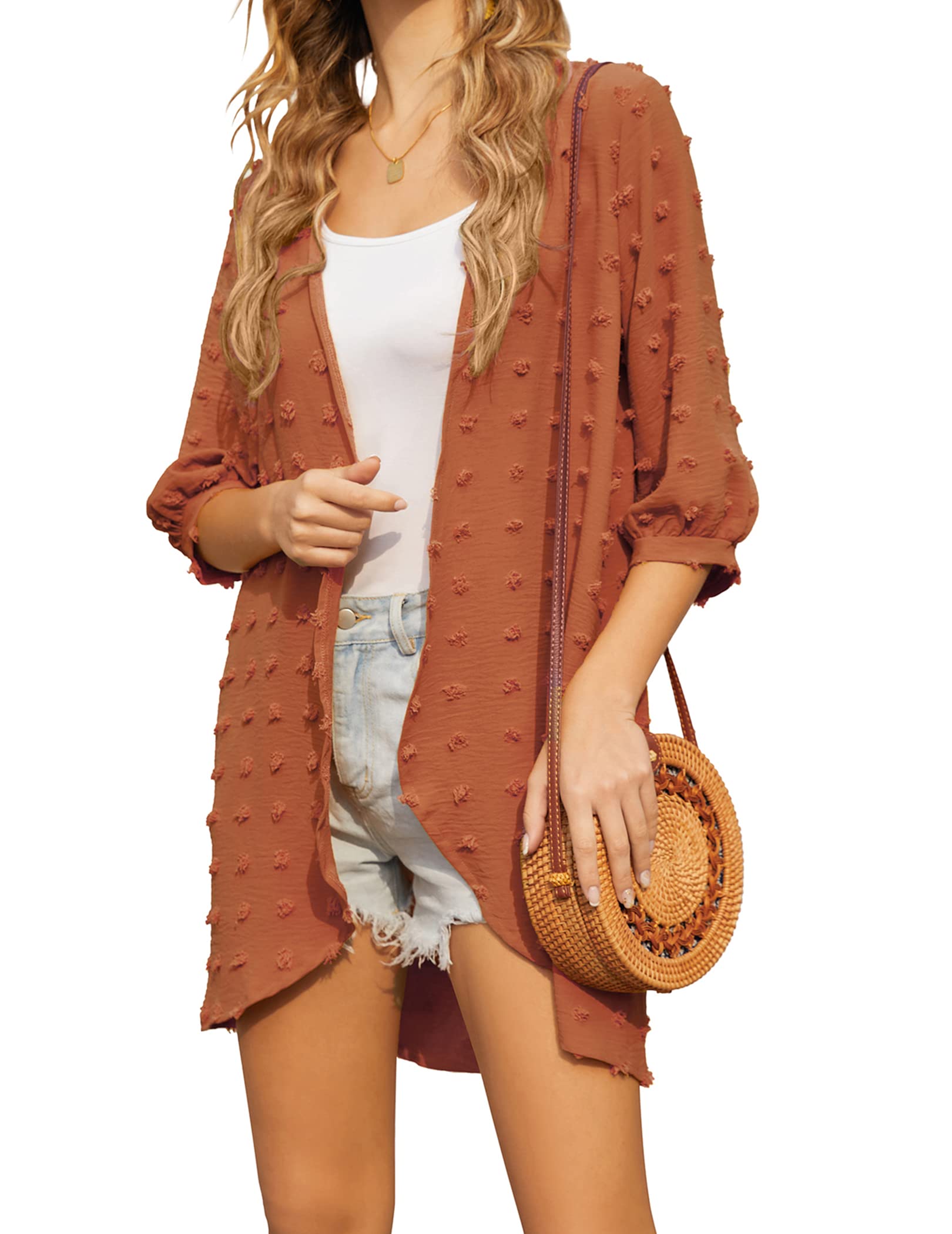 Hotouch Vestidos de Playa para Mujer Camisas Kimono para Mujer Camisas Largos e Informales Cárdigans de Playa Cubre Bikini Suelto para Mujer Ropa de Baño Cover Up S-XXL
