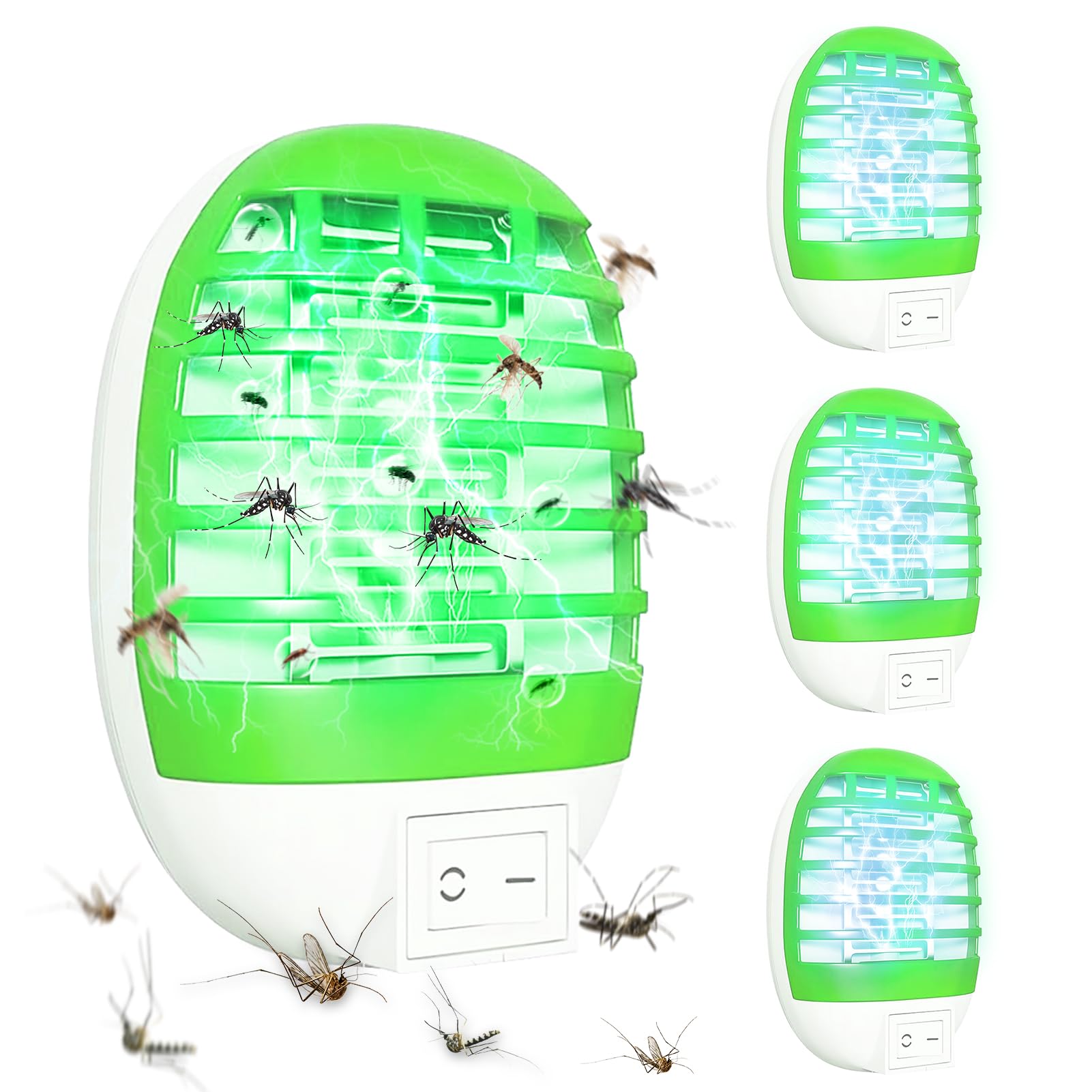Lampe anti-moustiques électrique prise UV lot de 4 vert avec veilleuse