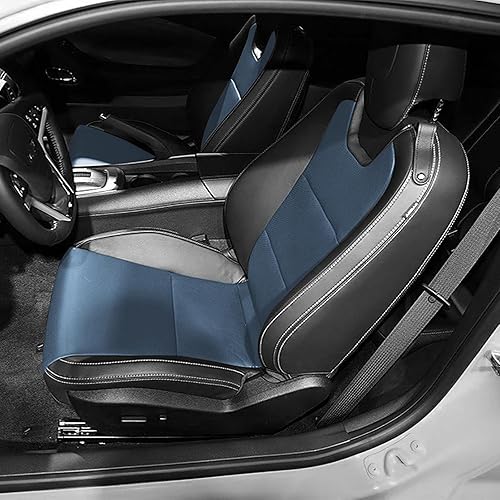 Miniatura 9 de Funda de asiento para Camaro Convertible LT LS RS SS 2016-2024 6ª generación (asientos estándar), fundas de asiento de piel sintética de ajuste