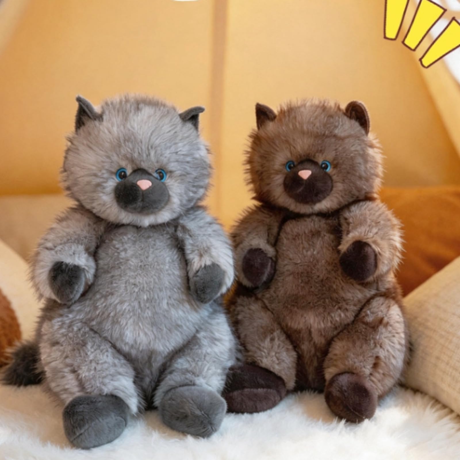 Langhaar Siam Katze Plüschtier, Weiches Flauschiges Katzen Kuscheltier, 28/40/50 cm Stofftier Schlafkissen, Geschenk für Mädchen Kinder & Erwachsene (50cm,HUI)