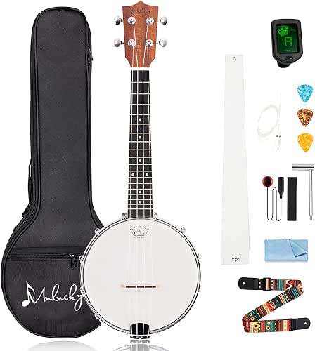 Mulucky 4-String Banjo Ukulele | Banjolele 23" Sapele Wood with