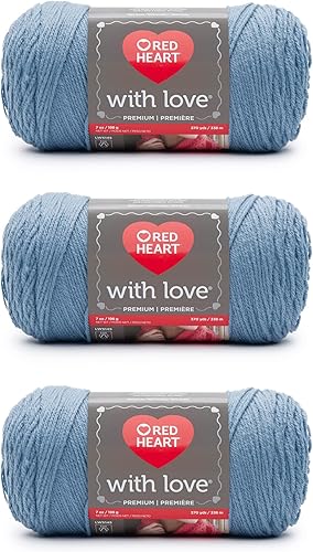 Miniatura 45 de Red Heart with Love - Hilo de seda de maíz, paquete de 3 unidades de 6.98 oz/7 onzas, acrílico, 4 medianos (peinado), 370 yardas, tejido/ganchillo