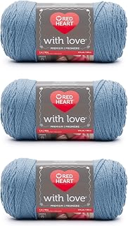 Red Heart with Love Bluebell Yarn - 3 Pack of 198g/7oz - Acrylic - 4 Medium (Worsted) - 370 Yards - Knitting/Crochet