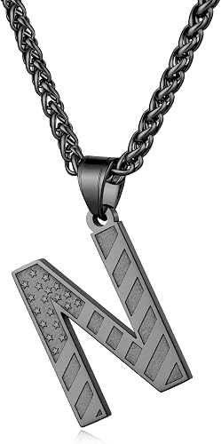 Laeclily Initial Necklace for Men Stainless Steel Pendent Chain Personalized N L