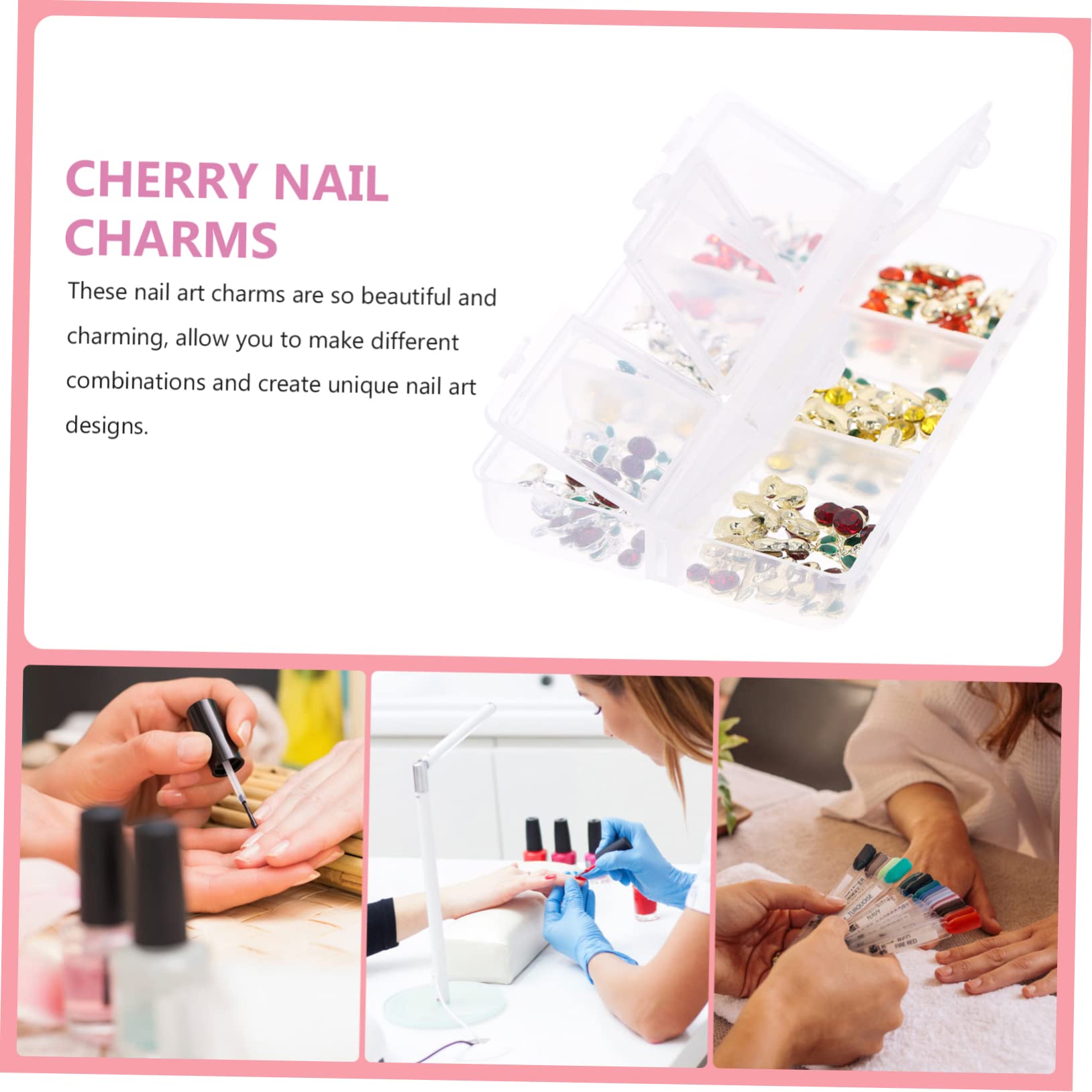 FRCOLOR 300pezzi Cherry Nail Charms e Rhinestones Per Nail Art Decorazioni Glitterate Per Unghie Per e Dazzling Per Speciali