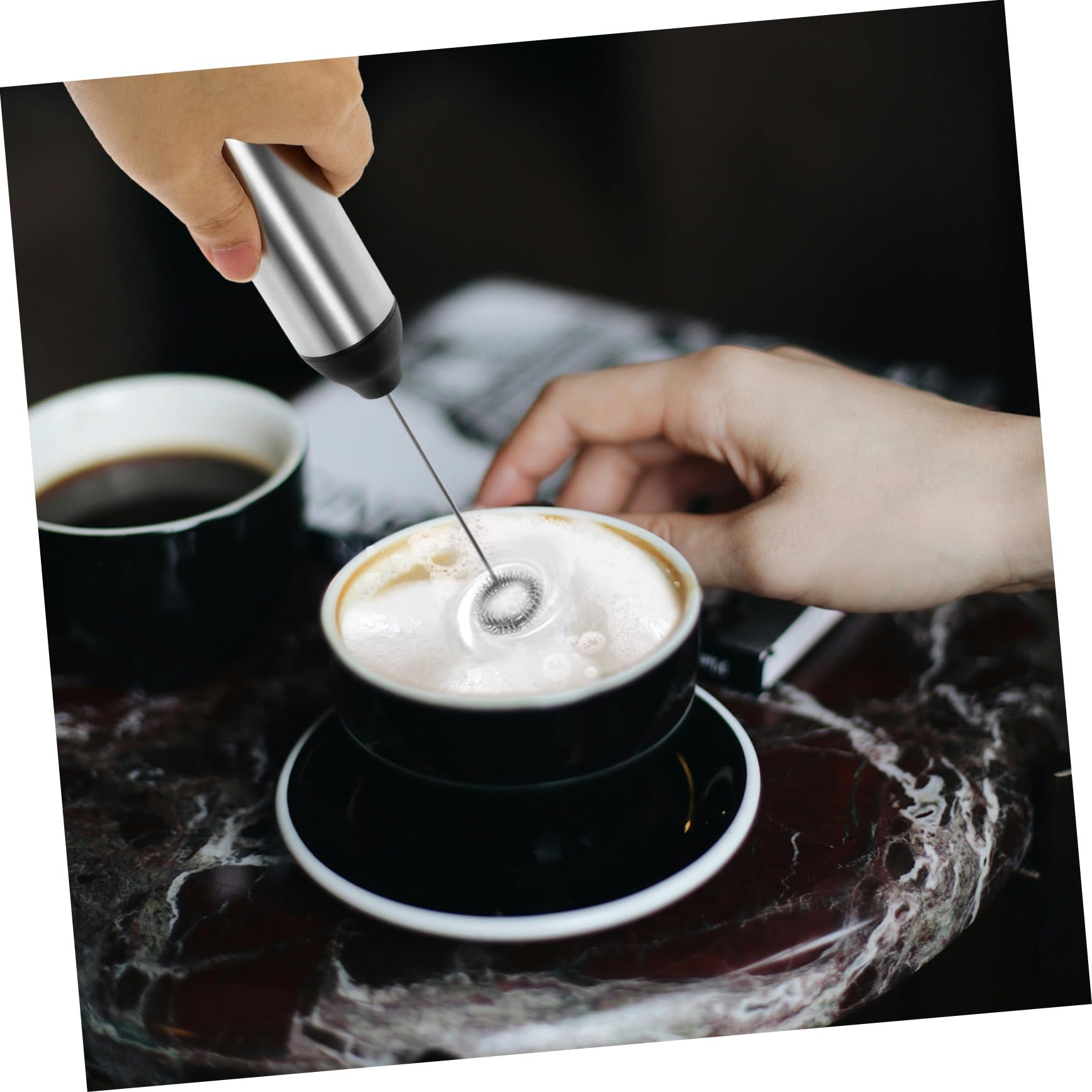 Montalatte Ricaricabile Elettrico Portatile per Cappuccino | 1 Pezzo, Colore Argento, Abs e Acciaio Inossidabile, Testina Sostituibile, Schiuma Cremosa