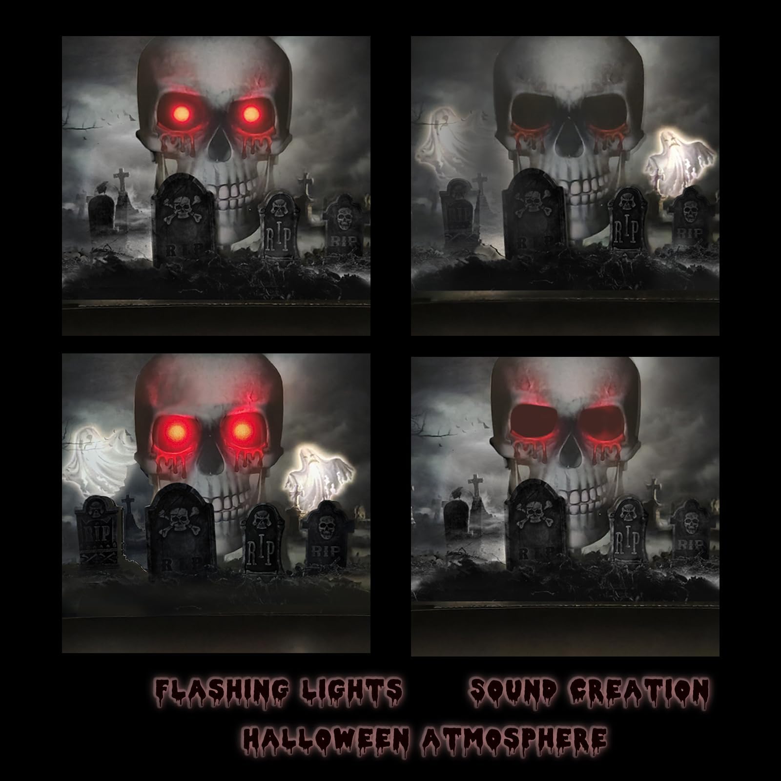 3D Greeting Pop Up Halloween Card with light and music, For Kids, Friend, Boyfriend, Girlfriend, Husband, Him, Women - Skull, Trick Or Treat, Ghost, Pumpkin Envelope - Image 3