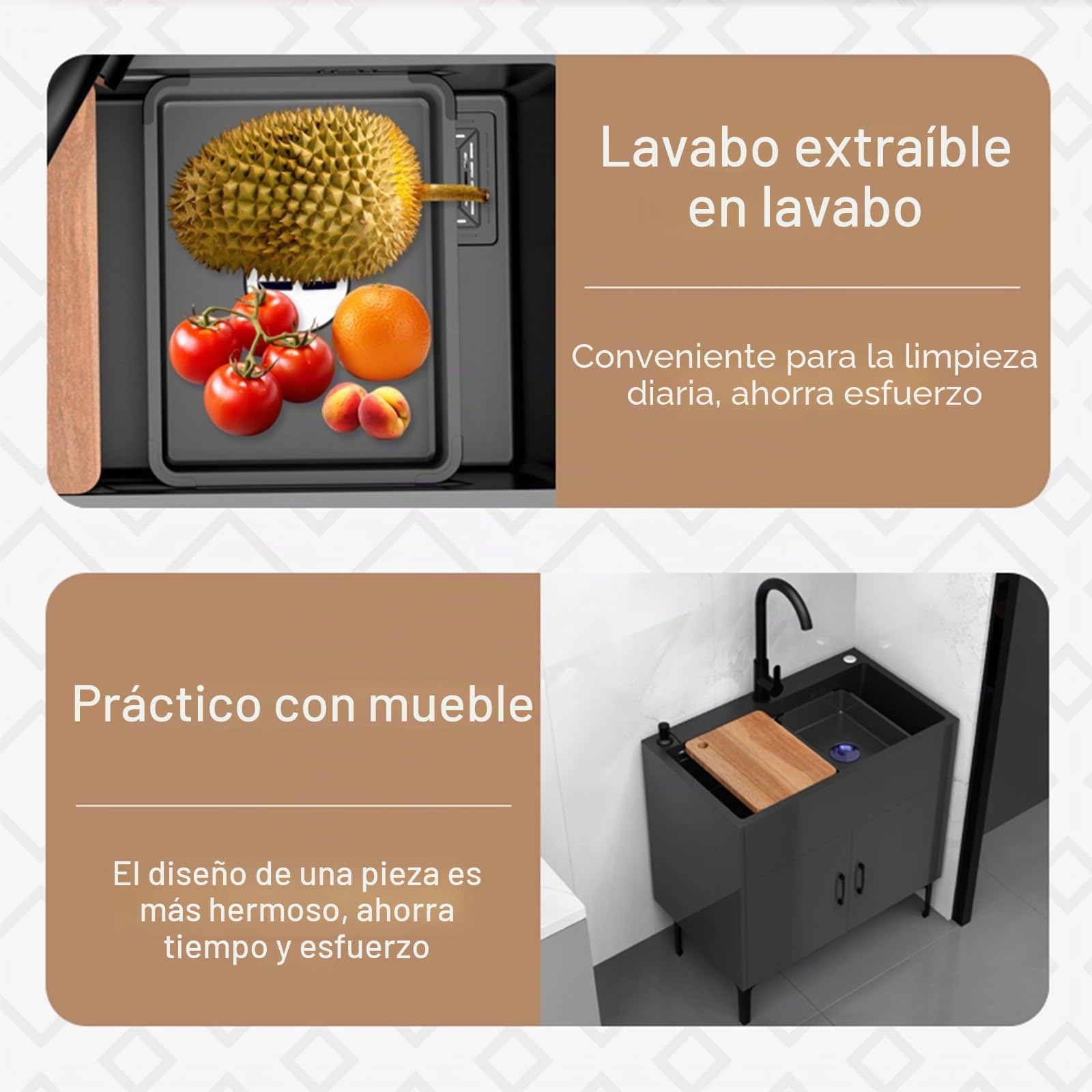 Fregadero comercial de acero inoxidable piscina individual con grifo、Fregadero independiente con mueble,Fregadero de acero inoxidable con escurridor,Fácil de limpiar,Adecuado para la cocina,Lavandería