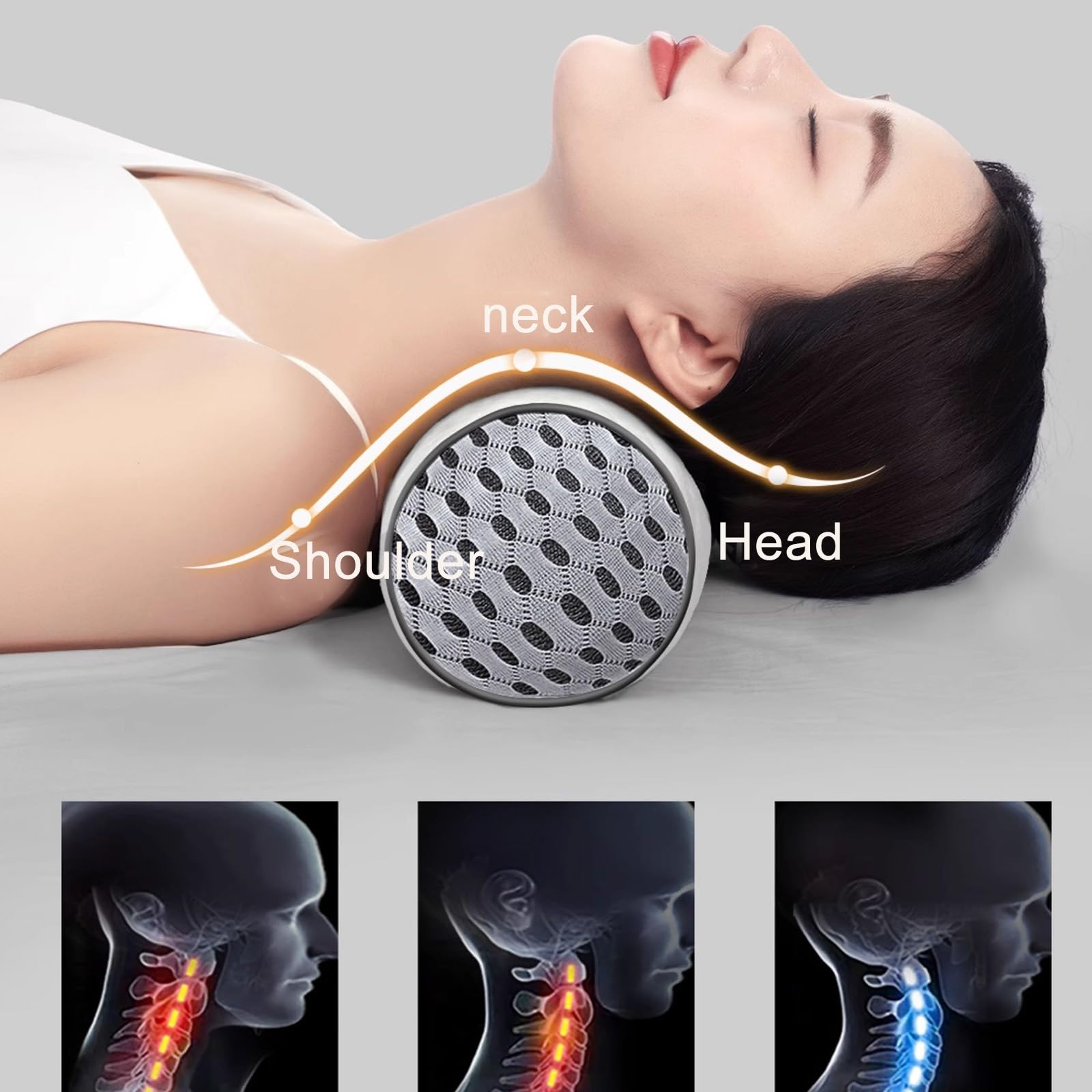 Oreiller en Rouleau De Mousse À Mémoire De Forme Oreiller Cylindrique Rond Oreiller Cervical en Rouleau Doux Traversin du Cou Coussin Lombaire Cale De Sommeil for Jambe Genou(Grey)