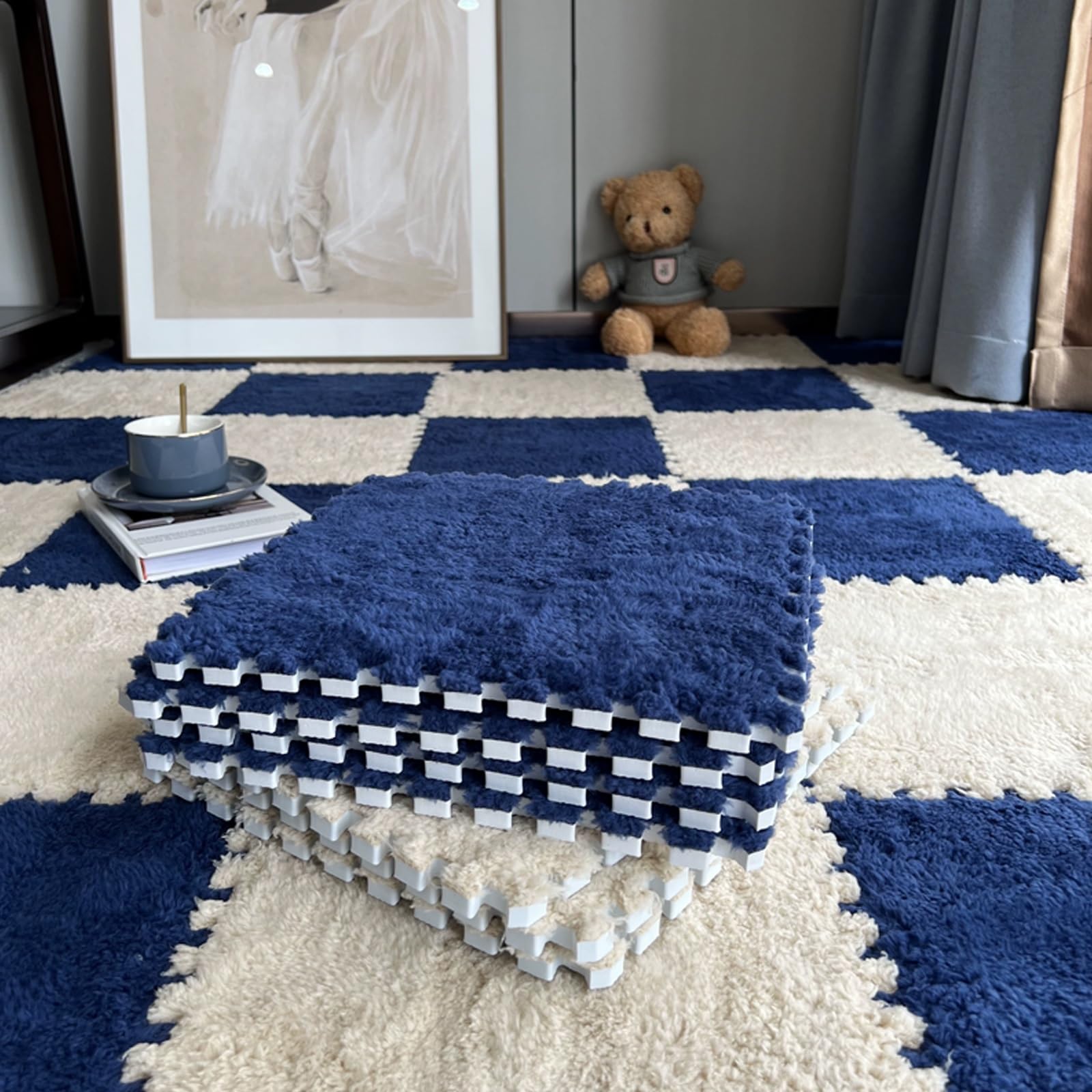 Moqueta para dormitorio ruidoso: alfombras peludas aislantes de ruido 10 pcs