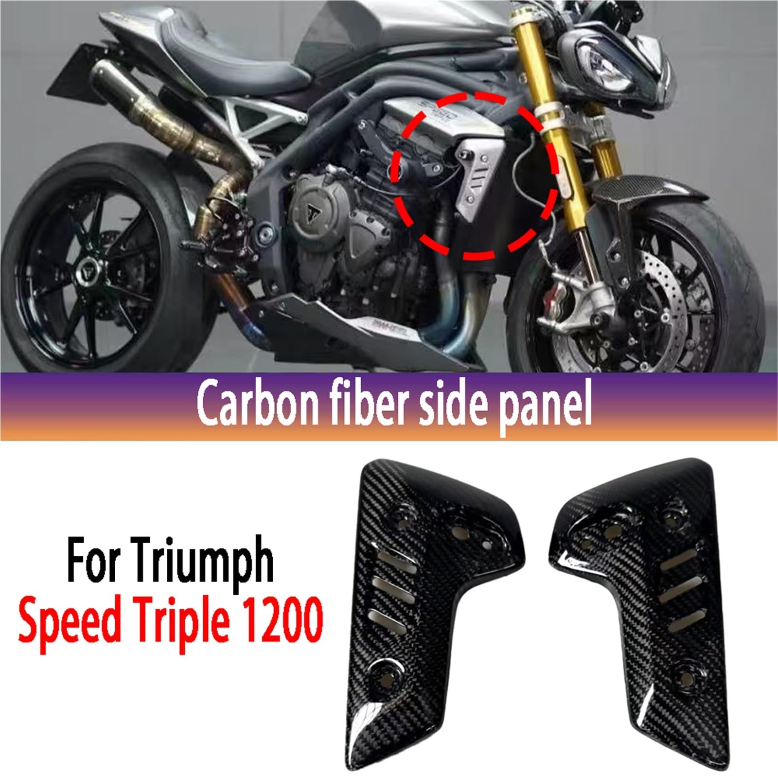 Motocykl Przednia Osłona Chłodnicy Pasuje Do Motocykla Triumph Street Triple 1200 Carbon Fiber Akcesoria Zewnętrzne Osłony Chłodnicy Panele Boczne Osłona Chłodnicy