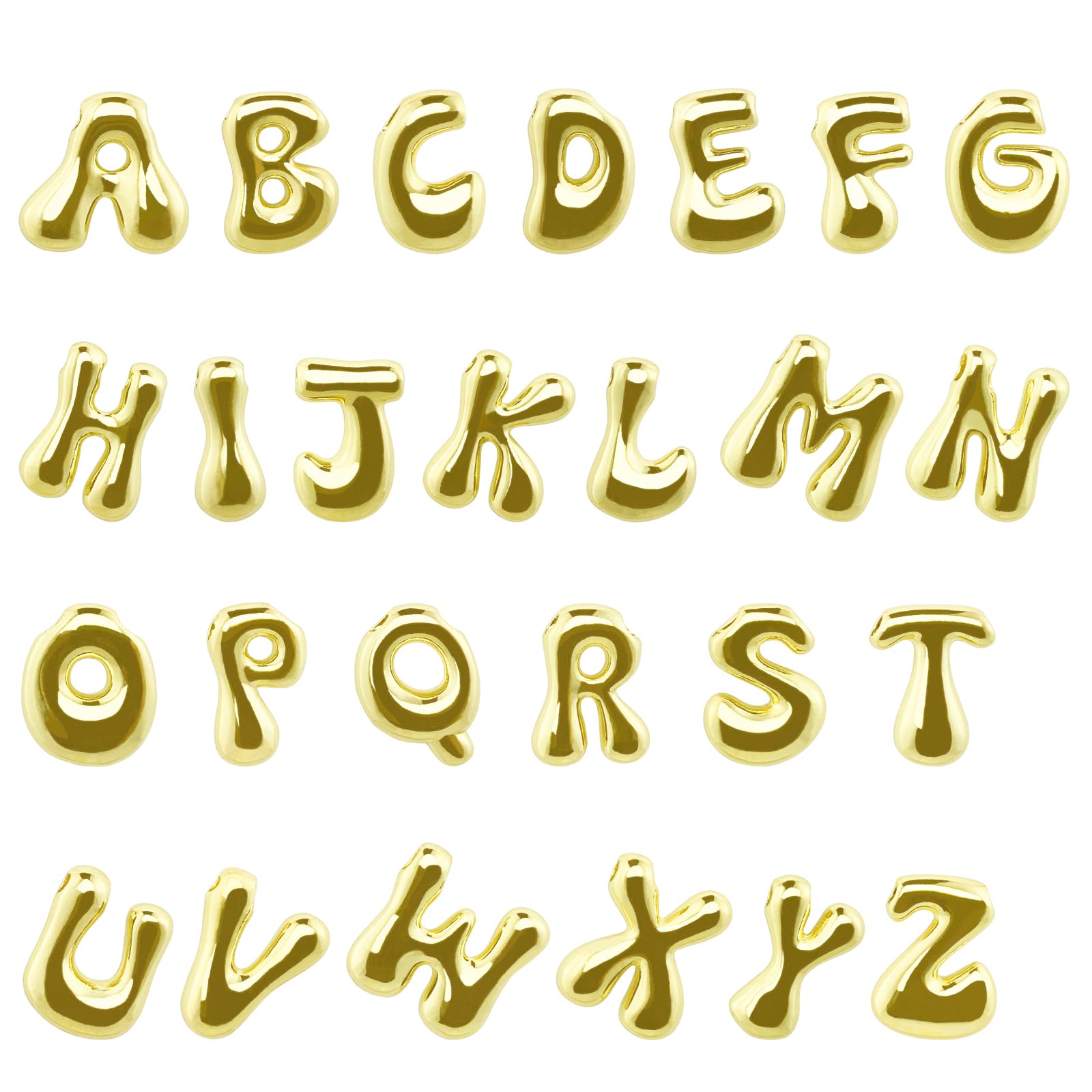 26 dijes de letras iniciales de latón chapado en oro de 18 quilates, grandes burbujas A-Z, colgantes delicados del alfabeto para hacer joyas, collares con inicial, nombre, regalo