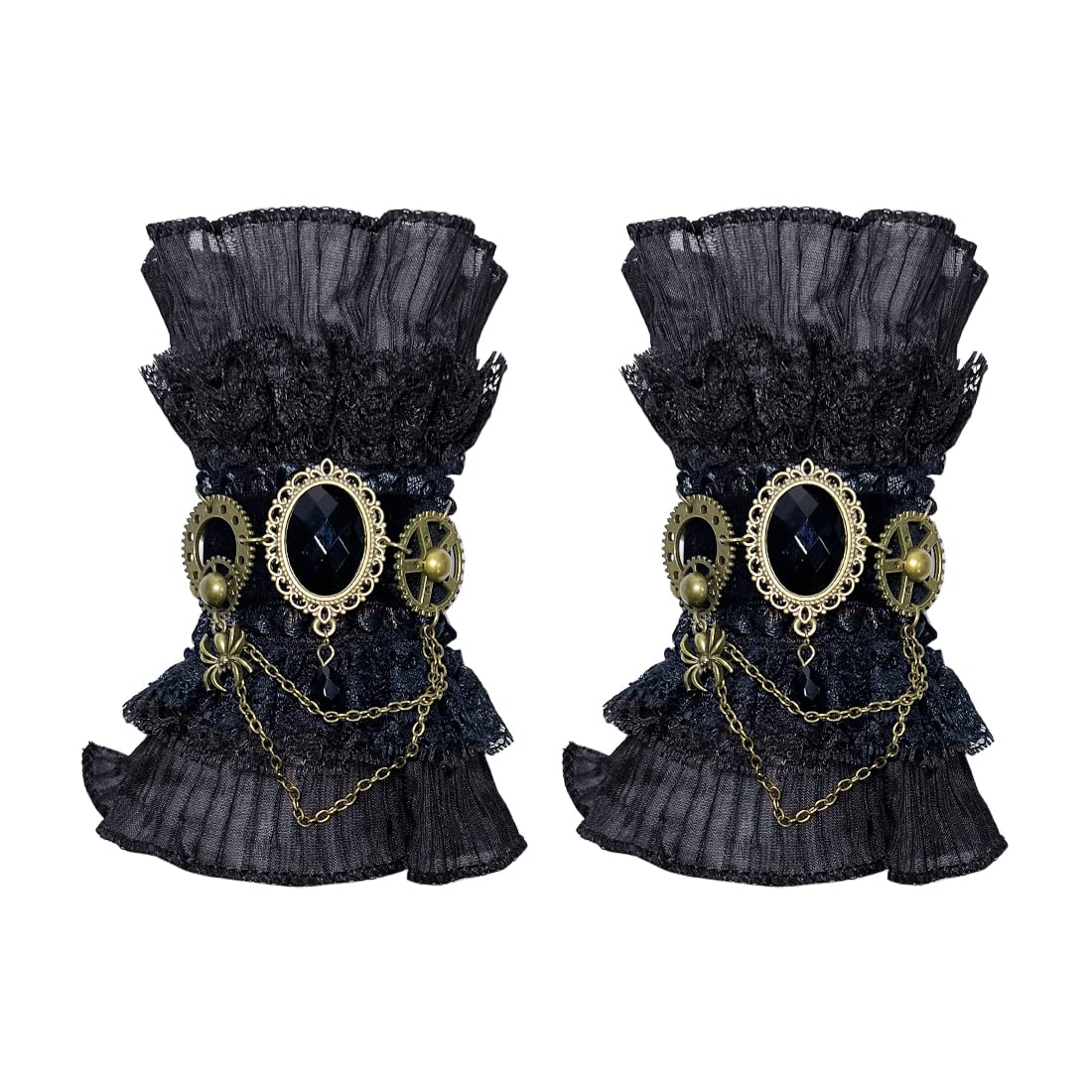 Guanti In Pizzo Senza Dita Con Anelli - Stile Vintage Steampunk, Perfetti Per Feste E Matrimoni