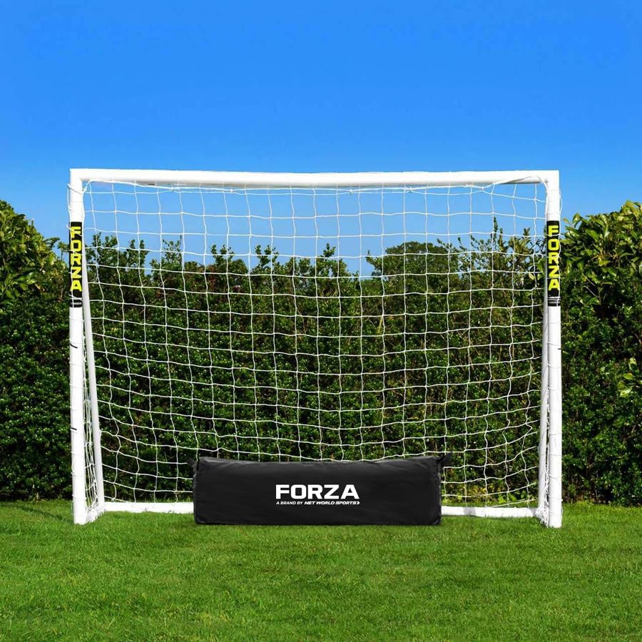 FORZA 8ft x 6ft Football Goal | All Weather uPVC Frame and Durable Net – Optional Target Sheet, Football & Carry Bag - Ideal for Home Gardens & Clubs (Goal and Carry Bag)