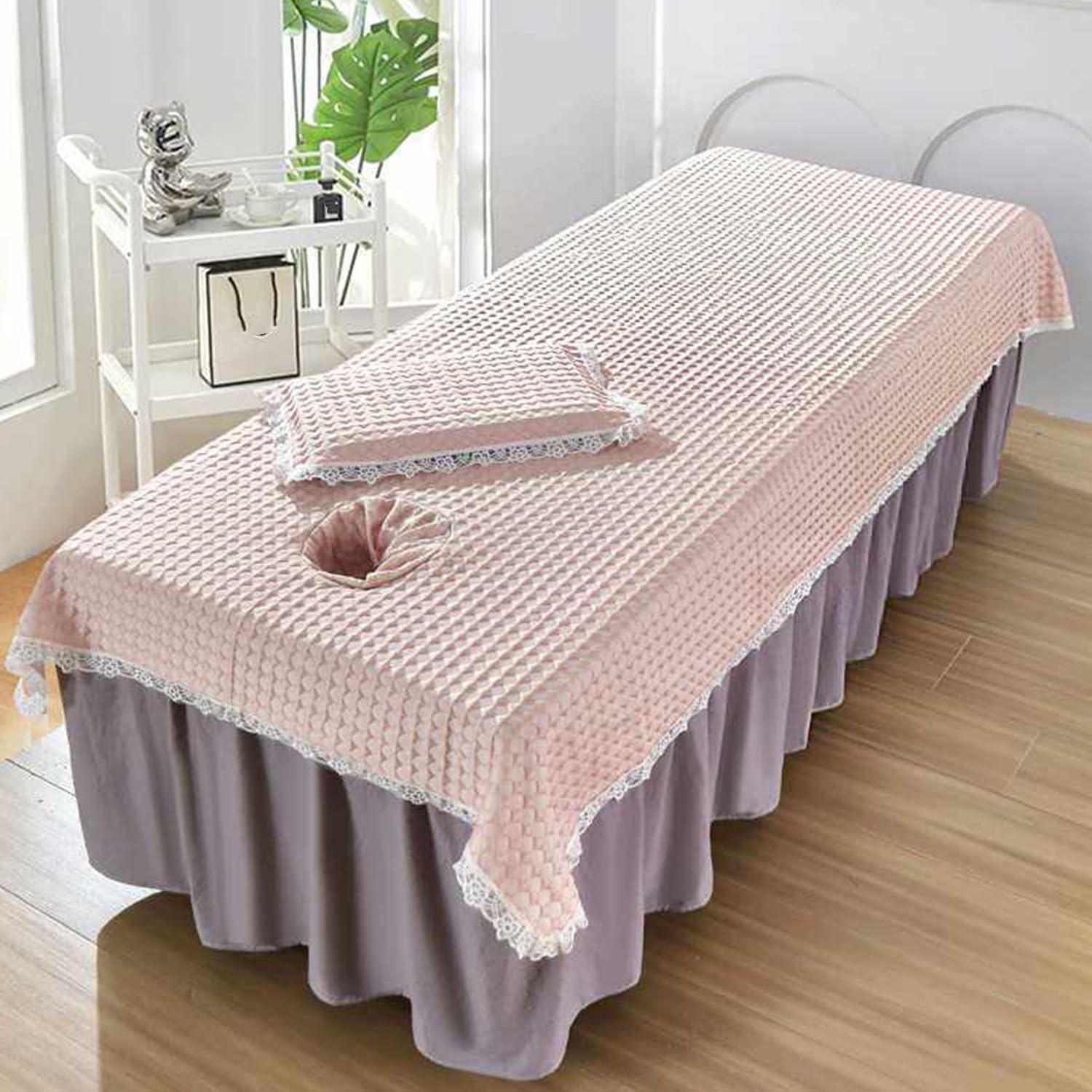 LDLCYCN Massage Table Sheet Spa Beauty Bed Cover with Face Hole for Salons Therapist