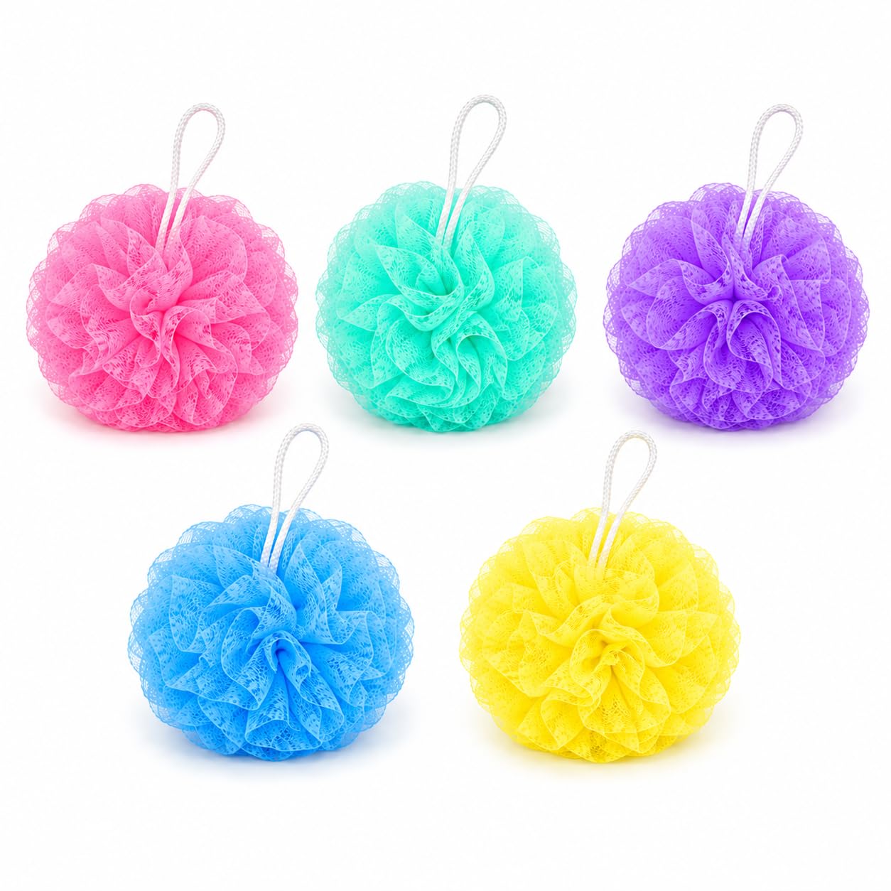 Soft Bath Sponge Loofah with Hanging Loop | Rich Foam Body Scrubber | Shower Mesh Sponge for Men & Women | Multicolor | Pack of 5-image-17