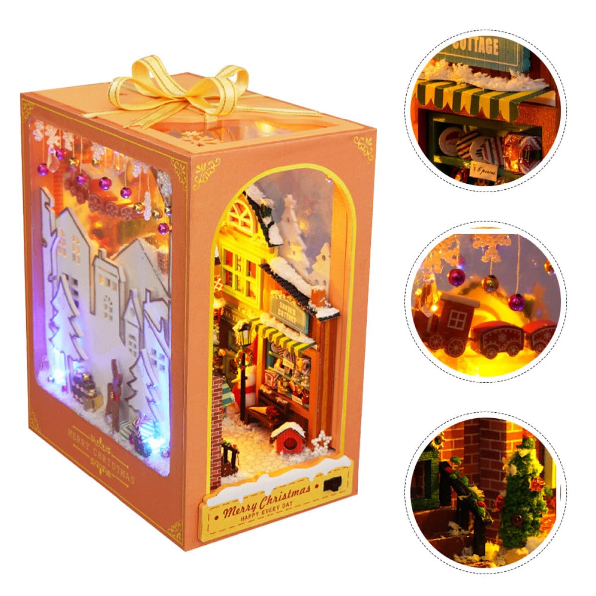Abaodam Casa in Legno 3d Fai da Tc38, Arancia, Natale