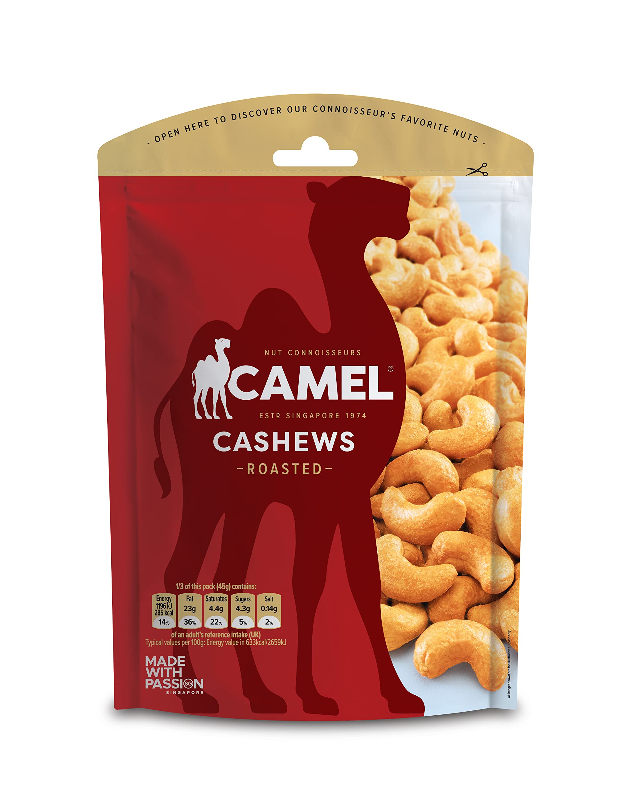 CamelPREMIUM ROASTED & SALTED CASHEWS 135GM