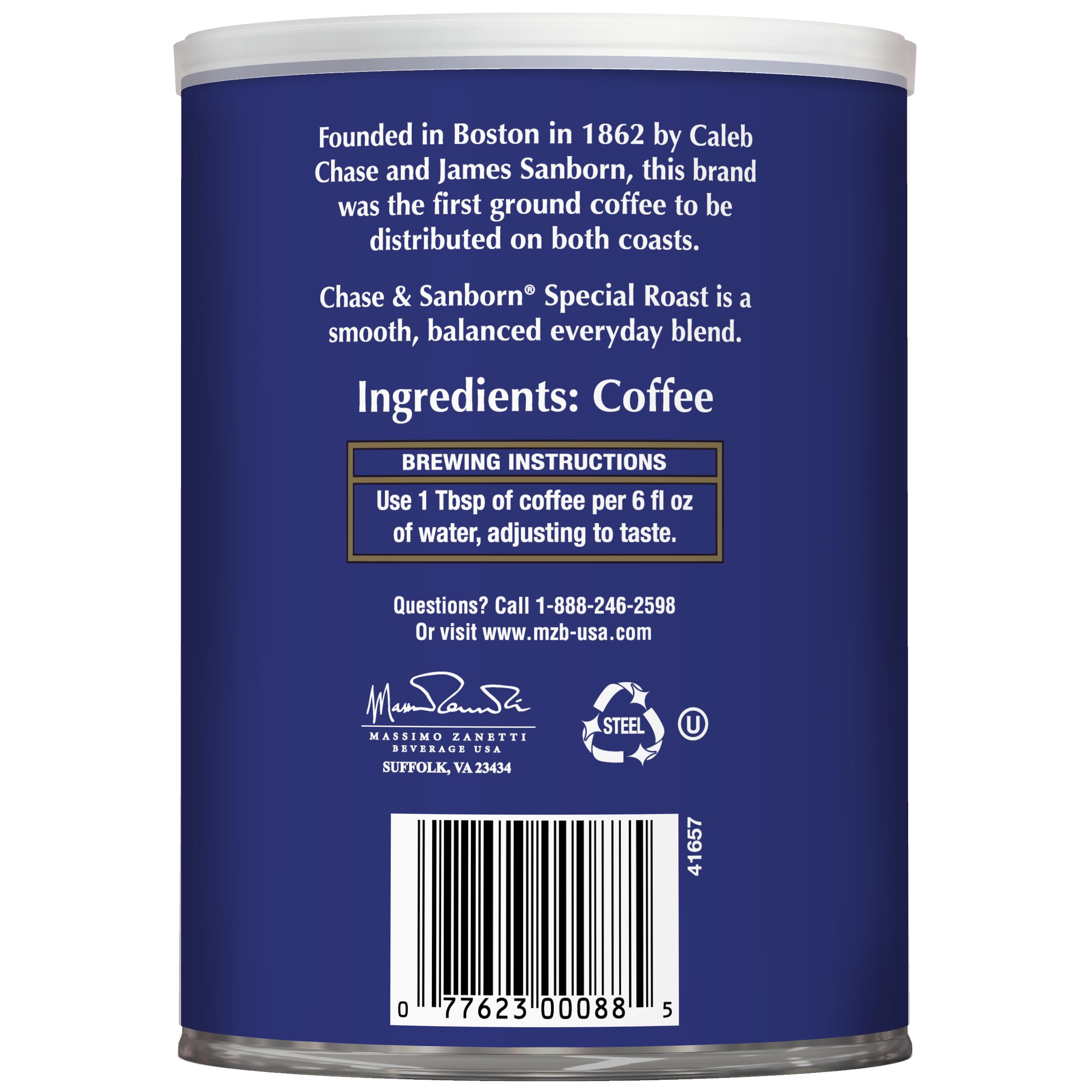Chase & Sanborn Coffee, Special Roast Ground Coffee, Medium Roast, 10.5oz Can, Pack of 6