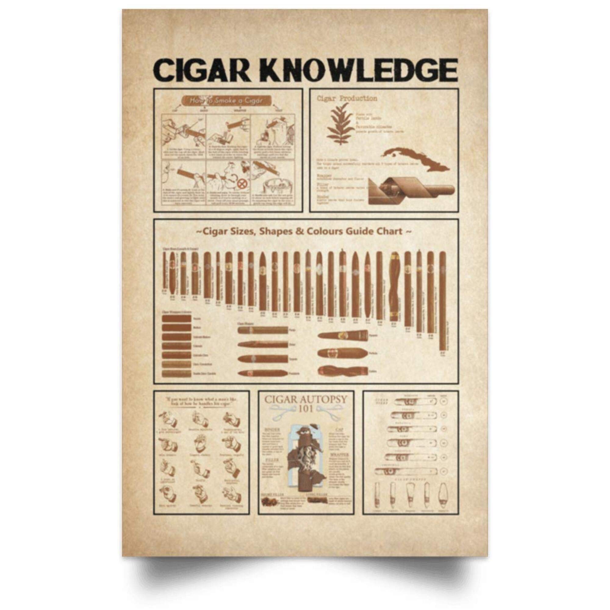 peiyeety Cigar Knowledge Metal Tin Signs Cigar Reference Guide Retro Posters Bar Club Wall Art Decor Man Cave Shop Plaque Decoration es 8"x12"