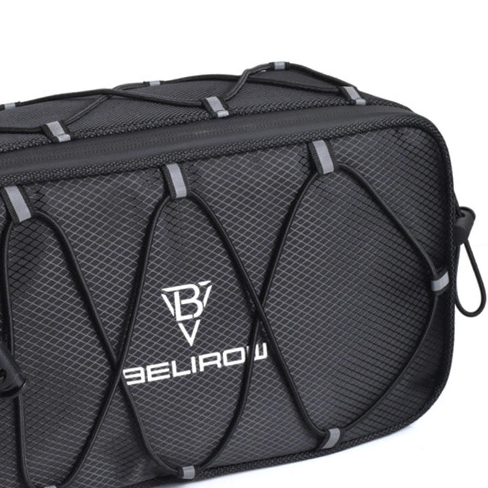 Borsa da Manubrio per Bicicletta, Pieghevole, Anteriore, Pratica, Riflettente, per Piccoli Accessori, con Maniglia, Nero 4,3 Litri