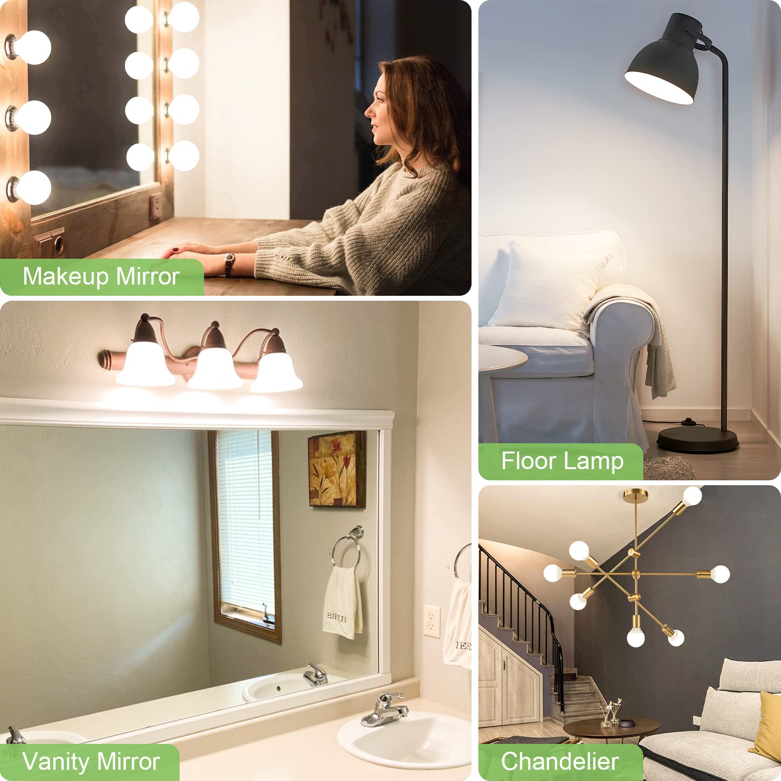 8-Pack LED Vanity Light Bulbs for Bathroom 4000K Natural Daylight E26 Base Globe 60W Incandescent Equivalent 5W Round — view 7