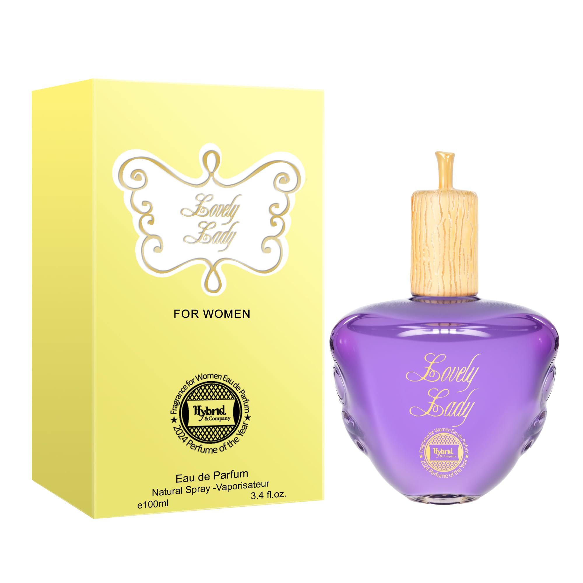 Hybrid & Company Women Lovely Lady Eau De Parfum Natural Spray Vaporisateur 3.4 Fl Oz