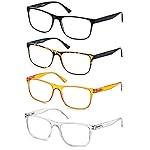 OLOMEE Reading Glasses for Men +0.75 Large Oversized Square Men\'s Readers 4 Pack Lightweight Wide Cheaters Glasses w/Spring Hinges